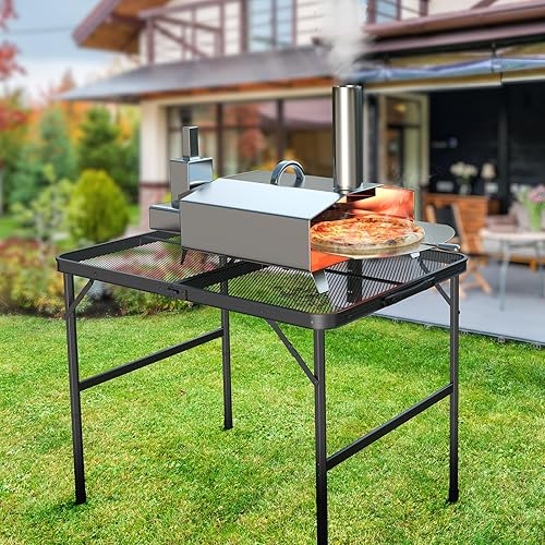 Miniatura 5 de VINGLI Mesa de parrilla para exteriores, mesa de campamento plegable, mesa de picnic portátil de 3 pies, altura ajustable, mesas de aluminio ligeras