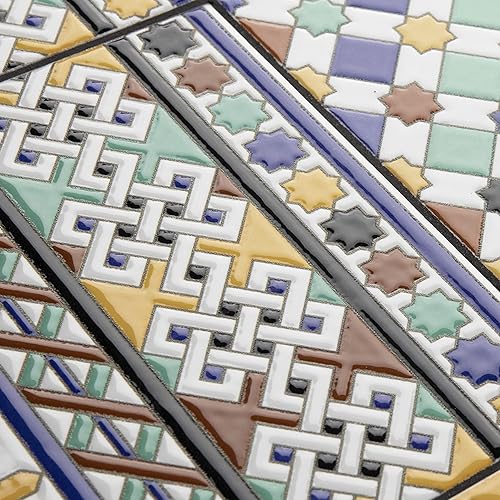 Miniatura 4 de somertile wessvgdc Giralda Taifa cenefa cerámica pared frontera baldosas, 7.88" x 7.88"