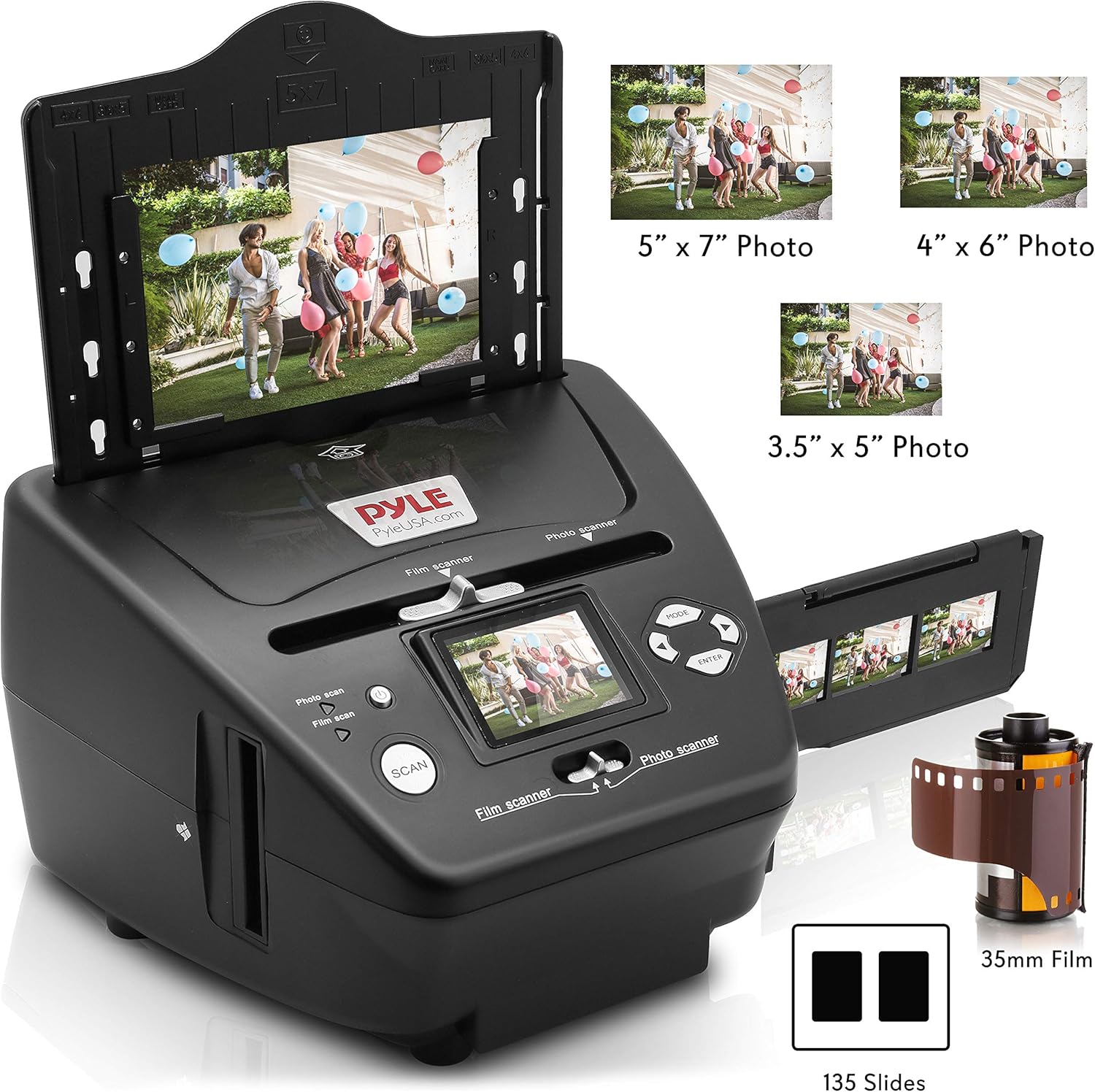 Pyle Digital 3-in-1 Photo, Slide and Film Scanner - Convert 35mm Film Negatives & Slides - With HD 5.1 MP - Digital LCD Screen, Easy to Use