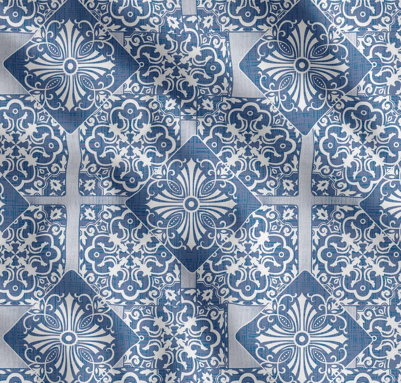 Soimoi Cotton Cambric Fabric - Patchwork Print- Blue - 56 Inch Wide, Fine Weave Fabric for Sewing Kurtas, Summer Dresses, Crafts, Quilting, Baby Apparel & DIY Projects