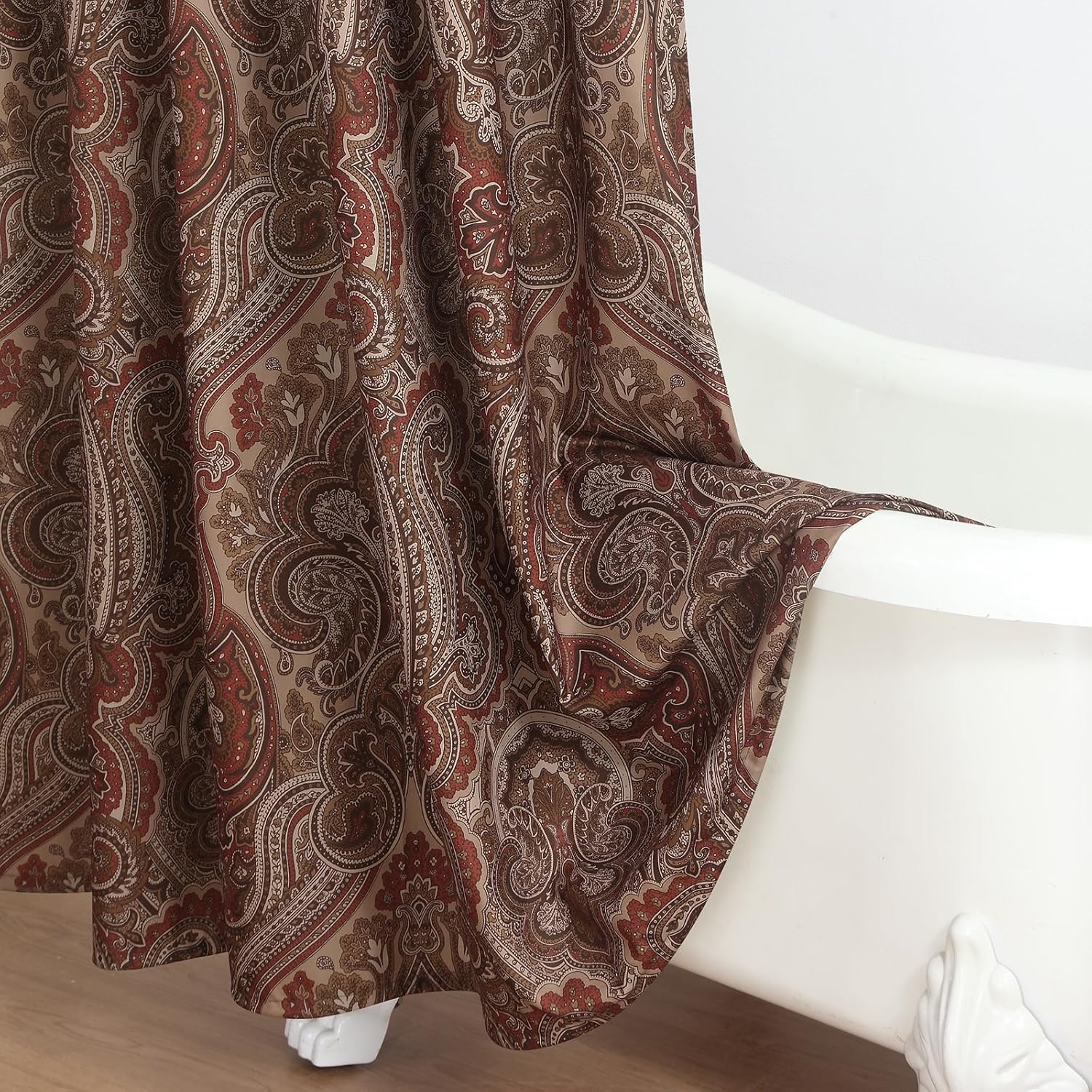 54x78 Inch Stall Shower Curtain, Reddish Brown Damask Paisley Print Shower Curtains for Bathroom, 54" W x 78" H