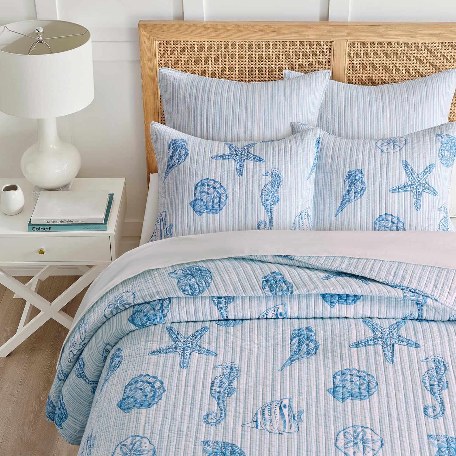 Levtex Home - Sandy Cove - Euro Sham Set of 2 - Nautical Stripe - Blue and White - (26x26in.), No Insert - Cotton