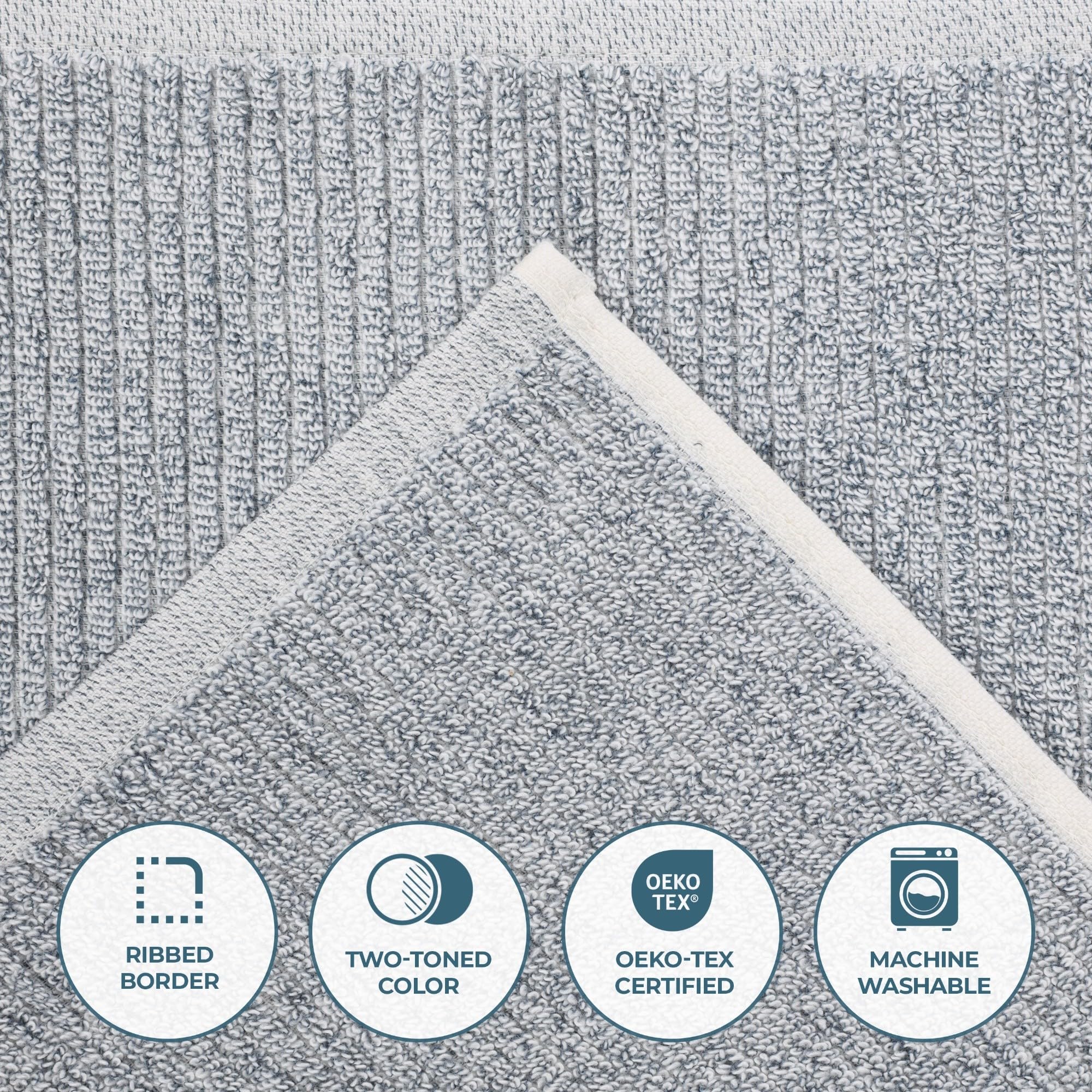 Superior Destin - Toallas de mezcla de algodón de peso medio, para baño de invitados, baño, ducha, spa, felpa, secado rápido, toallas ultrasuaves, esenciales de baño, diseño acanalado, juego de 3