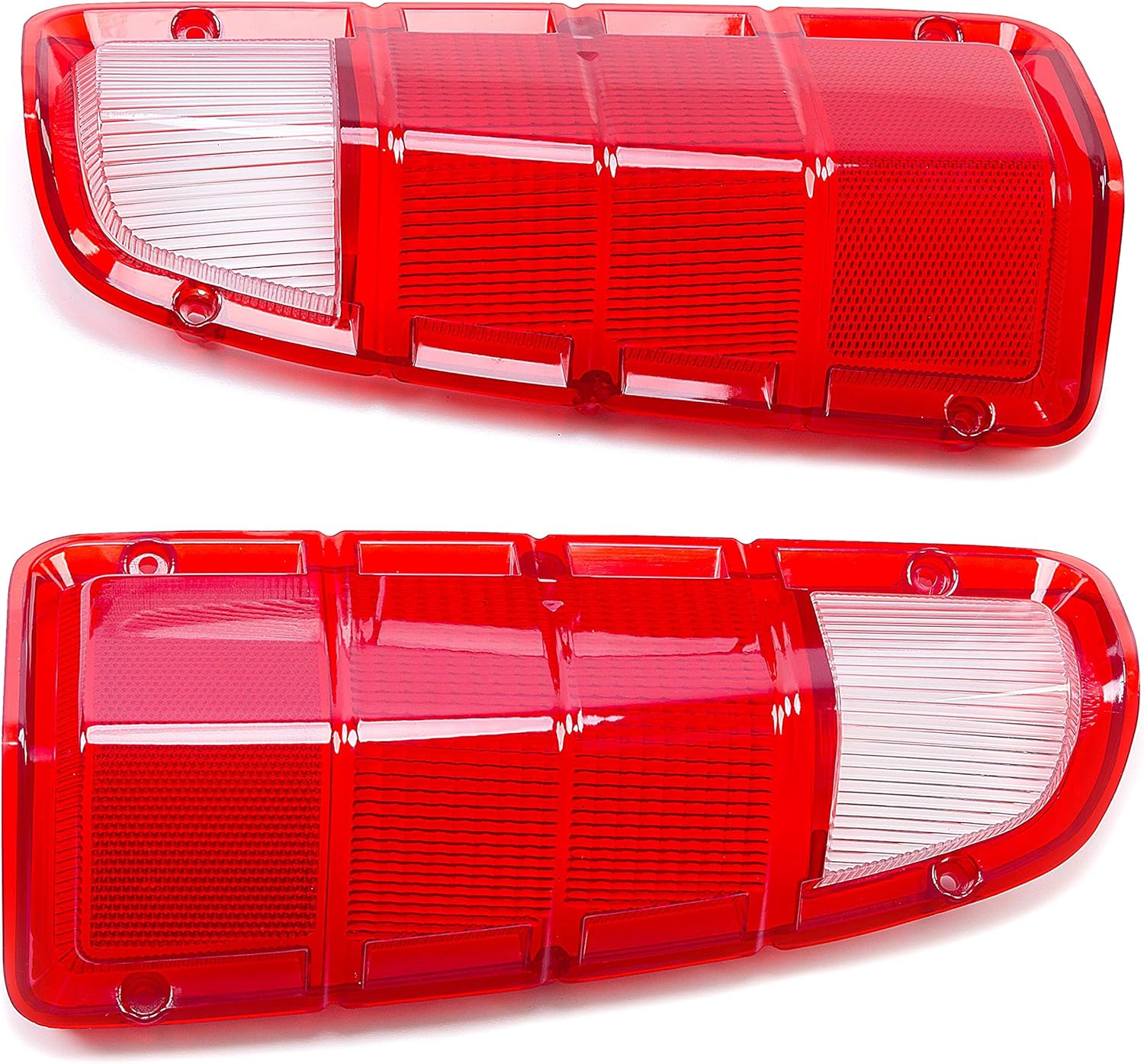 HECASA 1x Pair Rear Tail Light Taillight Lens Compatible With 1972-1980 Dodge Truck/Plymouth Power Wagon Red+White