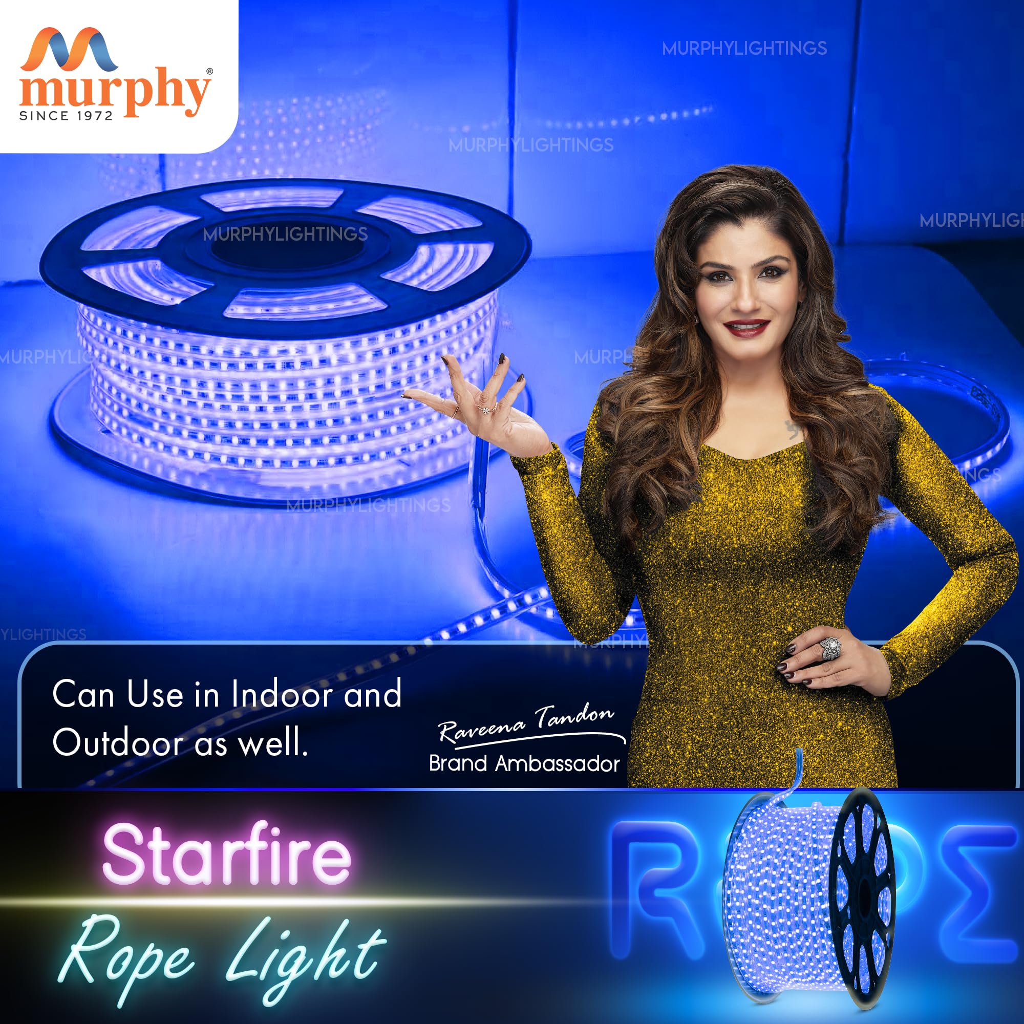Murphy 2835-120 LED High Lumen Waterproof Indoor Outdoor Home Deorative, Diwali Lights, Rope Pipe Light, Cove Light (120 Led/Mtr) (Blue, 15 Meter) 2