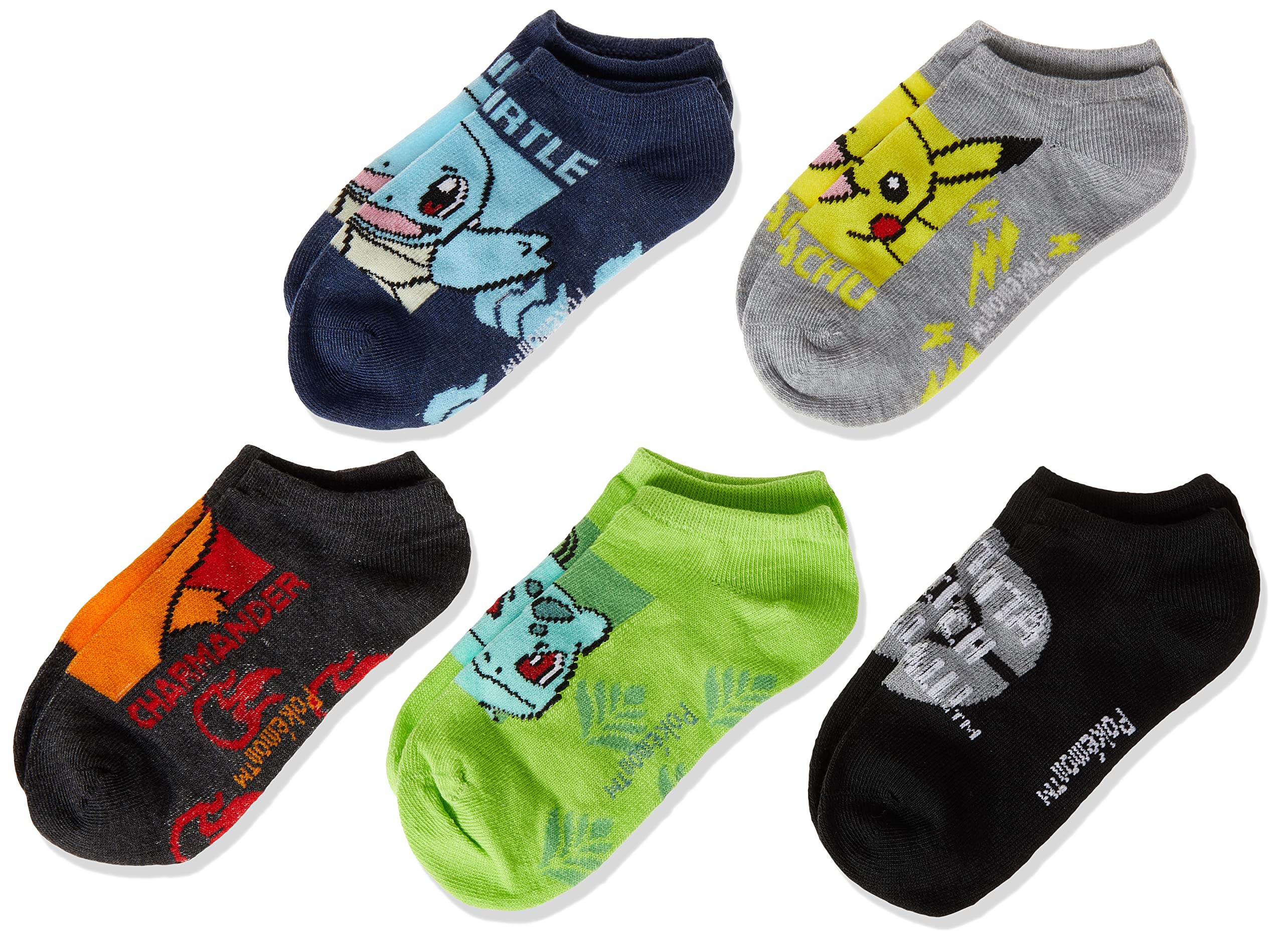 Pokemon Boys' 5 Pack No Show Socks