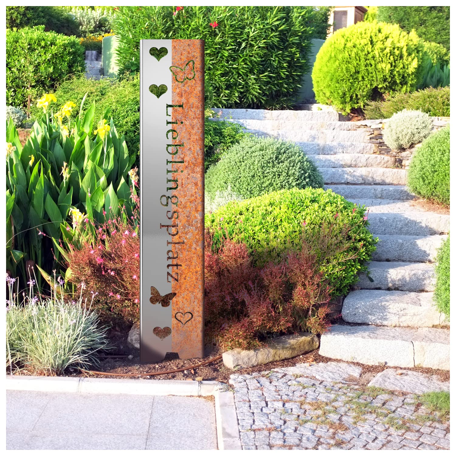 tuning-art EW103 Gartenstecker Gartenschild Lieblingsplatz | Garten Deko | Abkantung | 120cm x 21cm