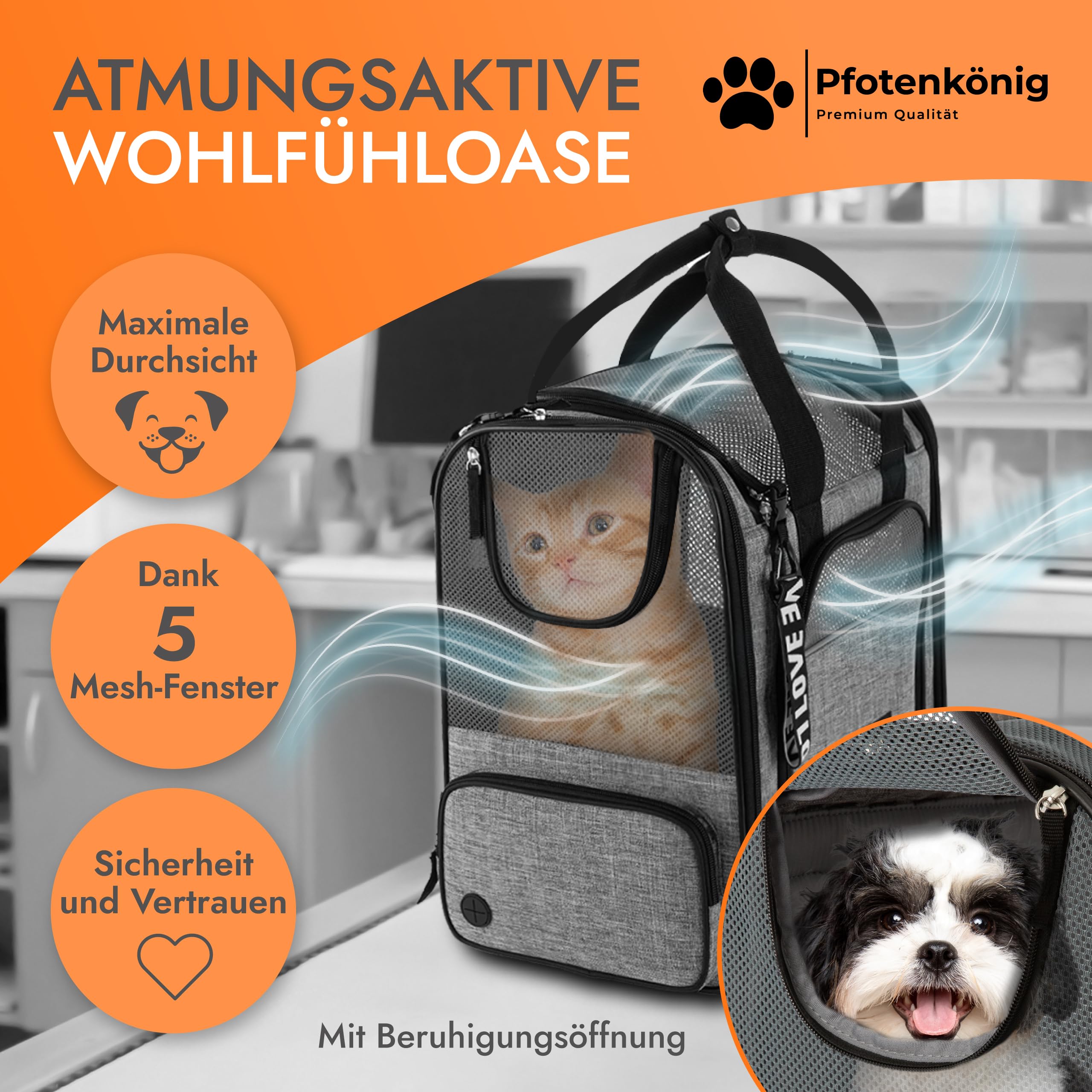Hunderucksack - Premium [3in1] - bis 9kg - Katzenrucksack incl. Gurt - Rucksack für Hunde zum Wandern und Transport - Ideal als Wanderrucksack für Hunde nutzbar