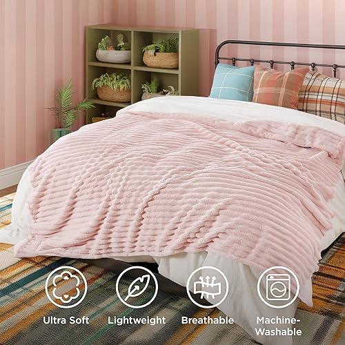 Miniatura 21 de Bedsure - Manta de vellón gris, para sofá, tamaño Queen, mantas súper suaves y acogedoras para mujer, bonita manta pequeña para niñas, 90 x 90