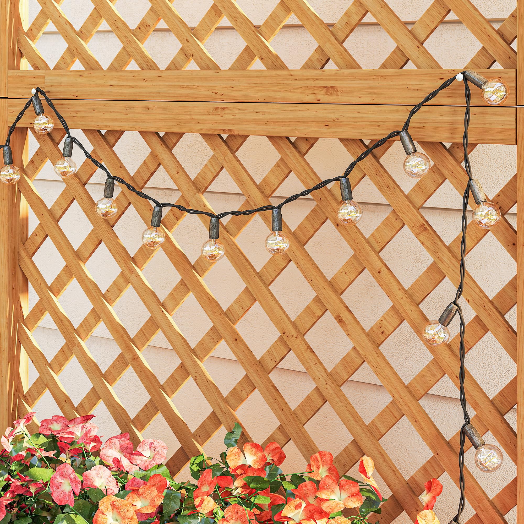 Outsunny Arriate de Jardín con Enrejado Jardinera con Celosía Macetero con Soporte para Trepadora Cultivos Plantas Flores para Exterior Patio Terraza Balcón 90x45x180 cm Natural