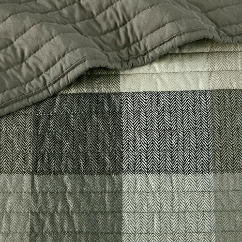 Vista 10 de Madison Park Ridge - Juego de funda para sofá cama, diseño reversible con estampado de espiga a cuadros estilo cabaña rústica, ropa de cama de lujo