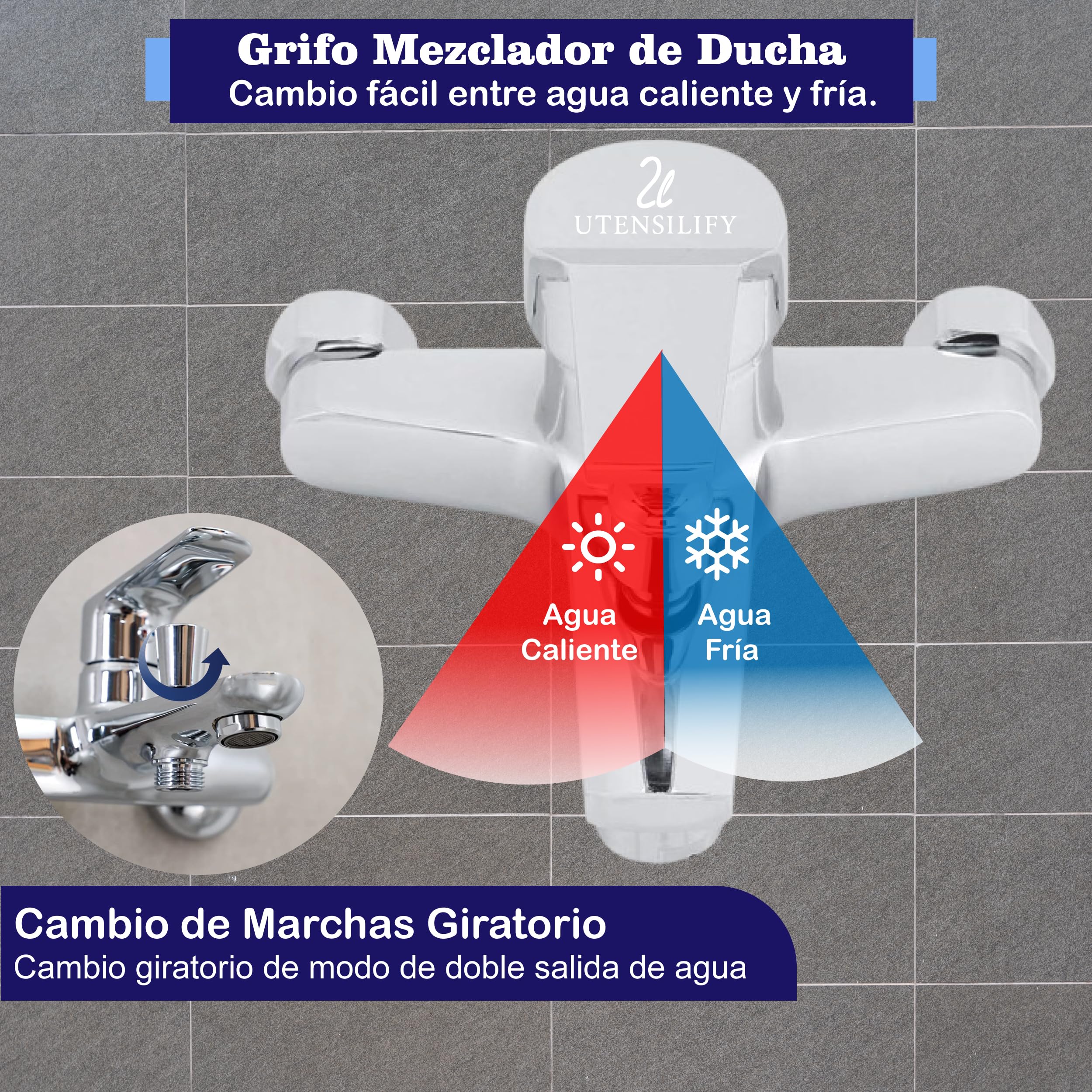 Grifo Ducha UTENSILIFY® Grifo Bañera con Codos para AJUSTAR A DIFERENTES MEDIDAS|Grifos de Ducha|Grifos Baño|Monomando Bañera|grifo Monomando Ducha|Griferia Ducha