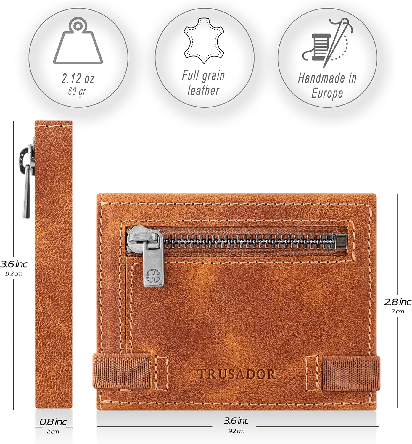 TRUSADOR Marseille Rfid Leather Wallet for Women and Men Includes ID Window, Detachable Mirror, Holds Bills, Cards, Includes Coin Pocket, Holds Cash (Cognac) - Image 2