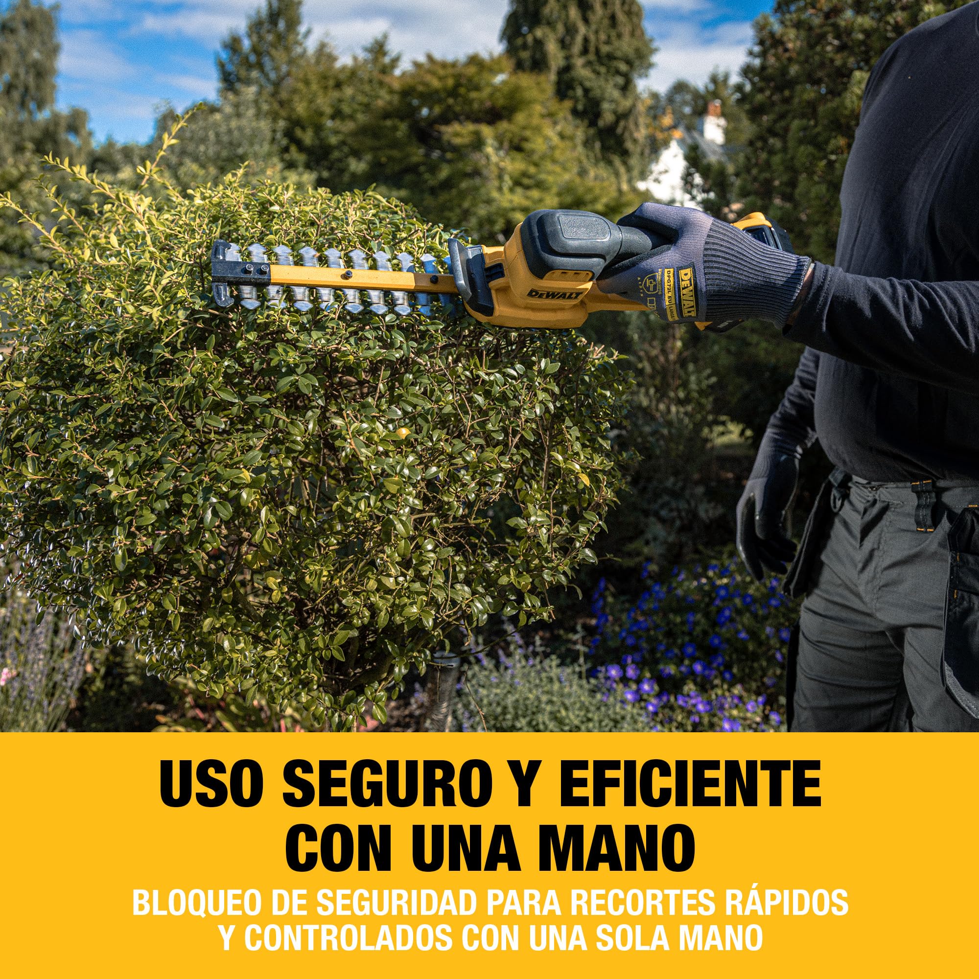 DEWALT Cortasetos Compacto 18V XR 20cm con Funda de Cuchilla Completa y Gancho para Colgar, sólo Herramienta, DCMHT520N-XJ