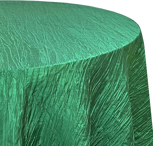 Miniatura 2 de YOUR CHAIR COVERS - Mantel redondo de tafetán arrugado de 120 pulgadas - Verde cazador, mantel de mesa brillante arrugado para bodas, fiestas,