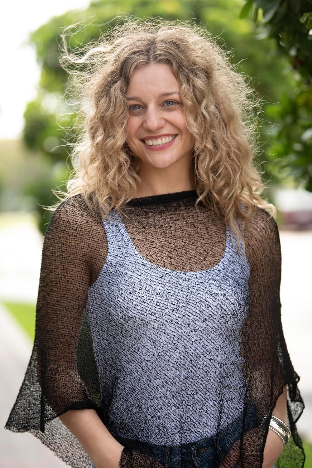 Back From Bali Womens Sheer Poncho Shrug Bolero, Lightweight Summer Shrug Pullover Sweater - Image 5