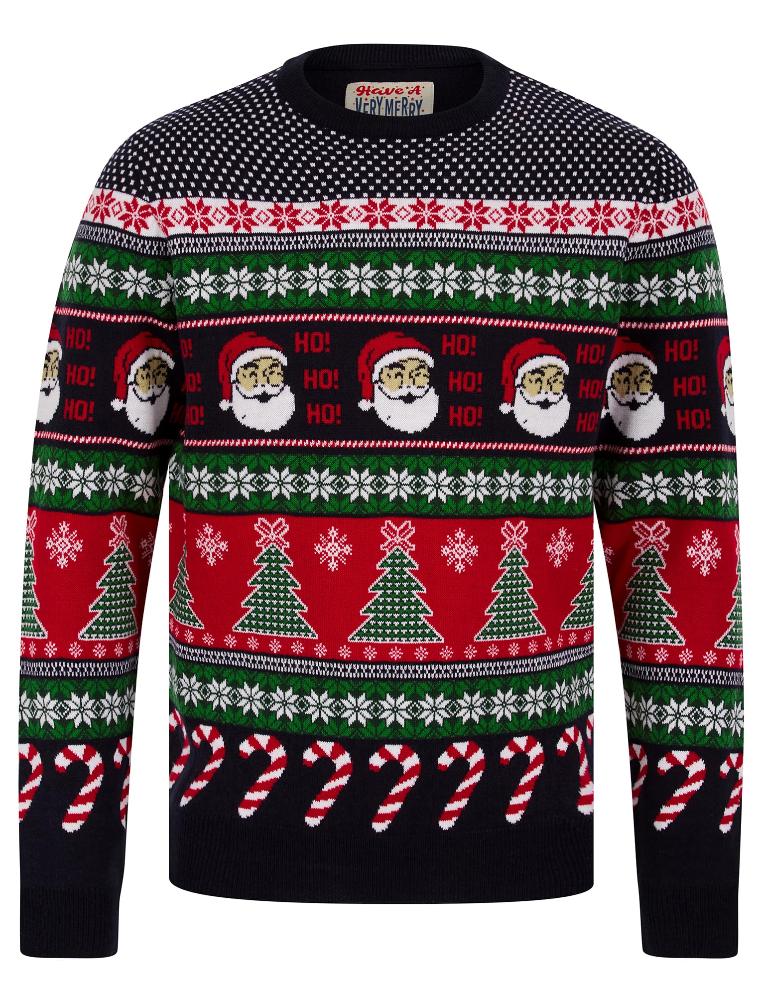 Tokyo Laundry Men's Abie - Ink Merry Christmas Nordic Fair Isle Style Knitted Xmas Jumper