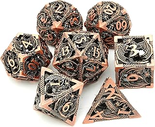 DND Dice Set Metal Dice Dungeons and Dragons Dice Gift Polyhedral Dice Set D&D Role Playing Dice D20 Hollow Polyhedral Dice Set for Dungeons and Dragons RPG MTG Table Games