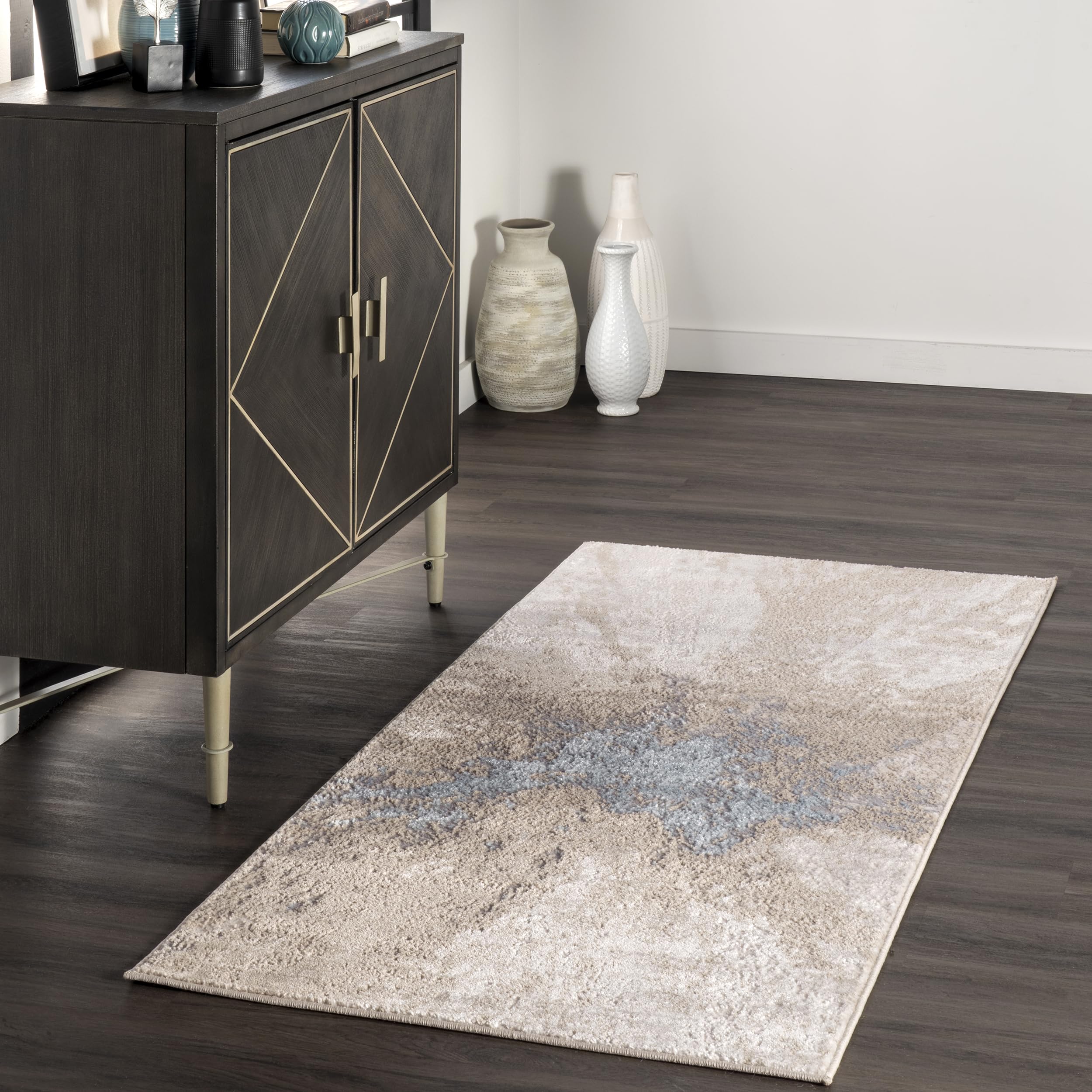nuLOOM Cyn Contemporary Abstract Runner Rug, 2' 6" x 6', Beige