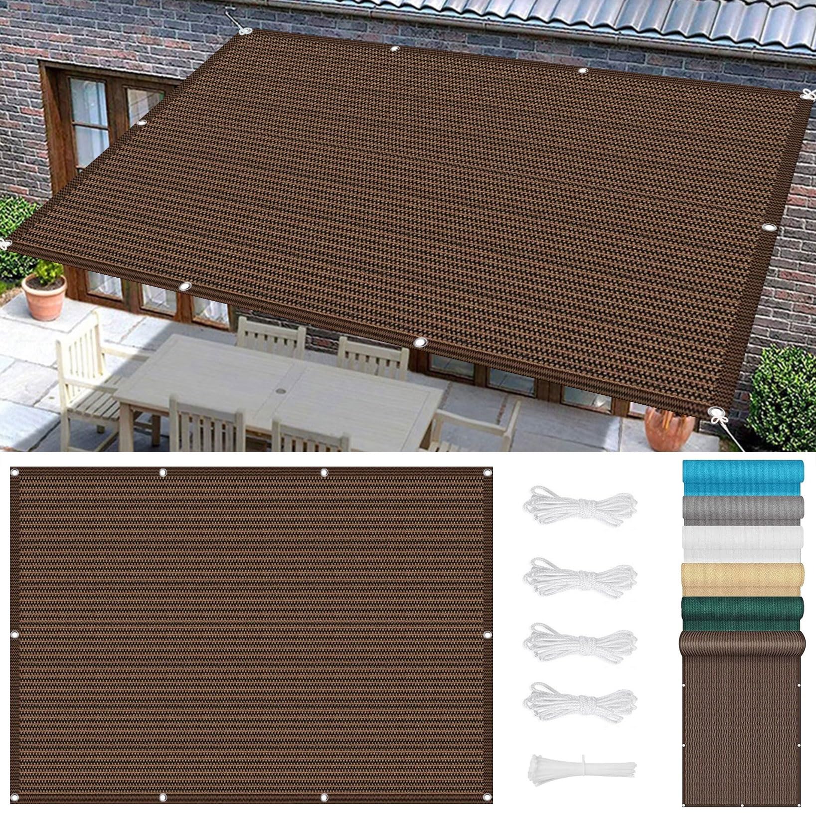 Voile d'ombrage anti-UV 98% respirant avec oeillets pour piscine