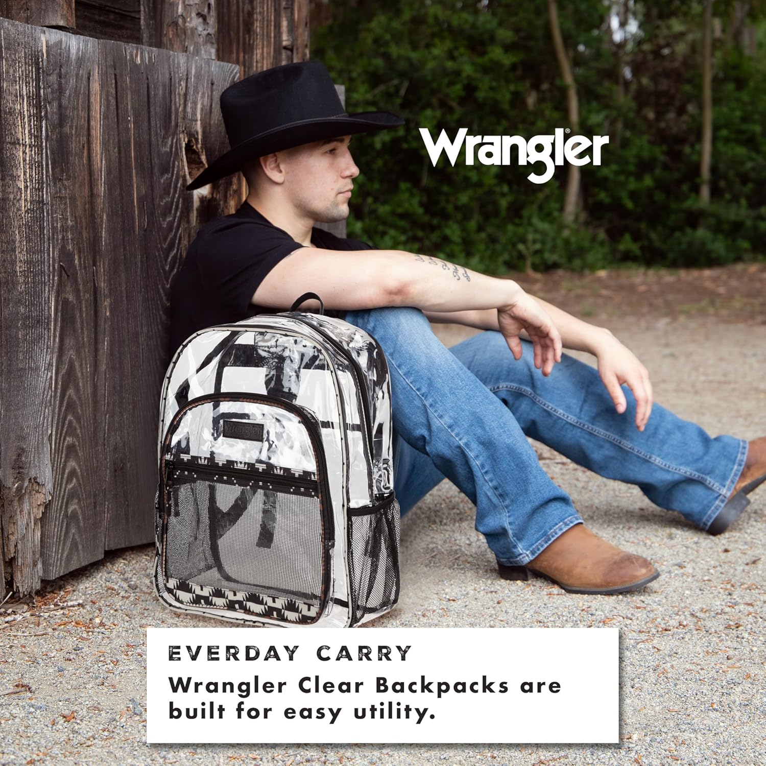 Wrangler Clear Backpack for Girls- Water Resistant Clear Bookbag, Plastic See Through Backpack for Stadium Events and School - Image 3