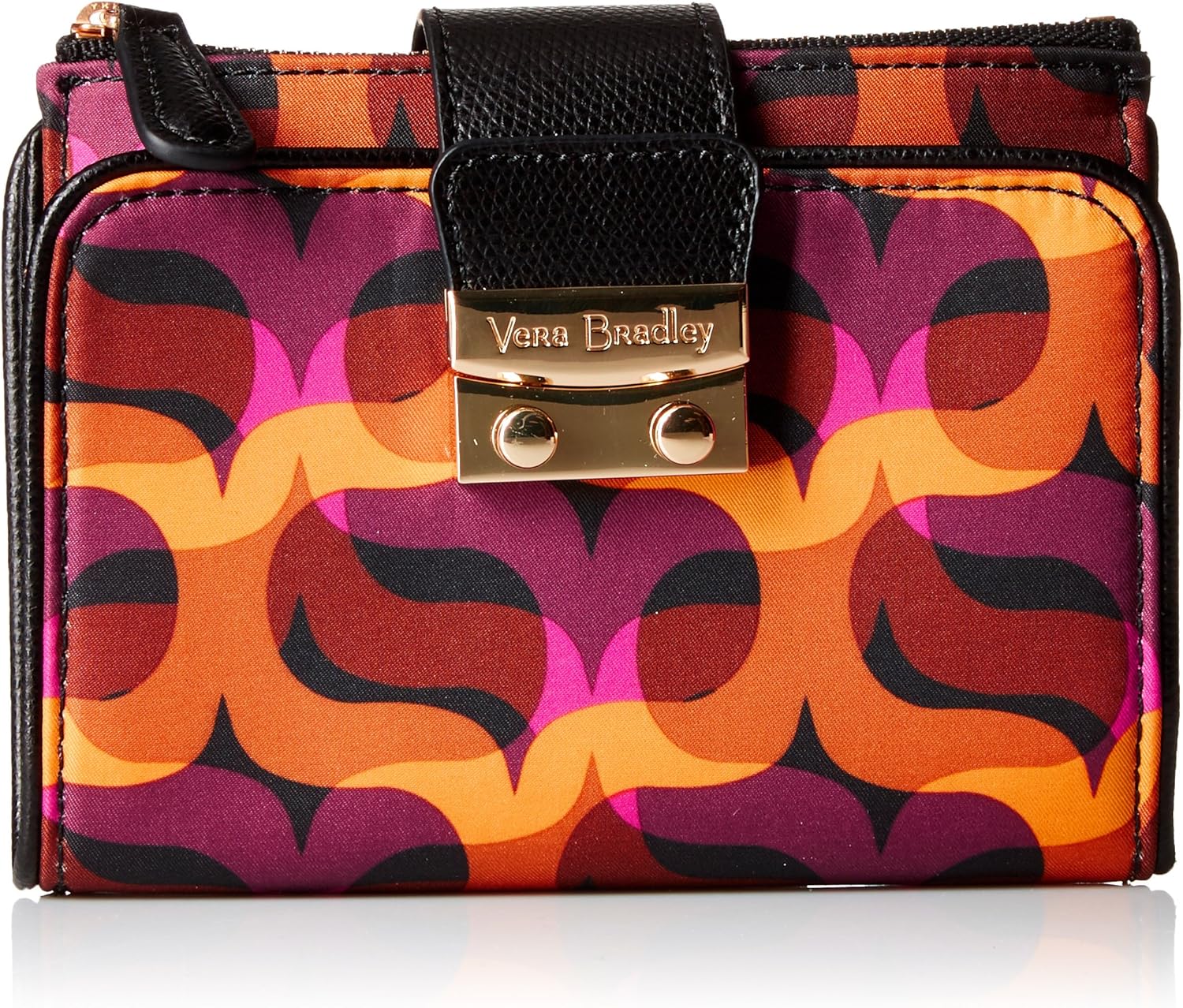 Vera Bradley Women's Faux Leather Pushlock Wallet, Modern Lights, One Size