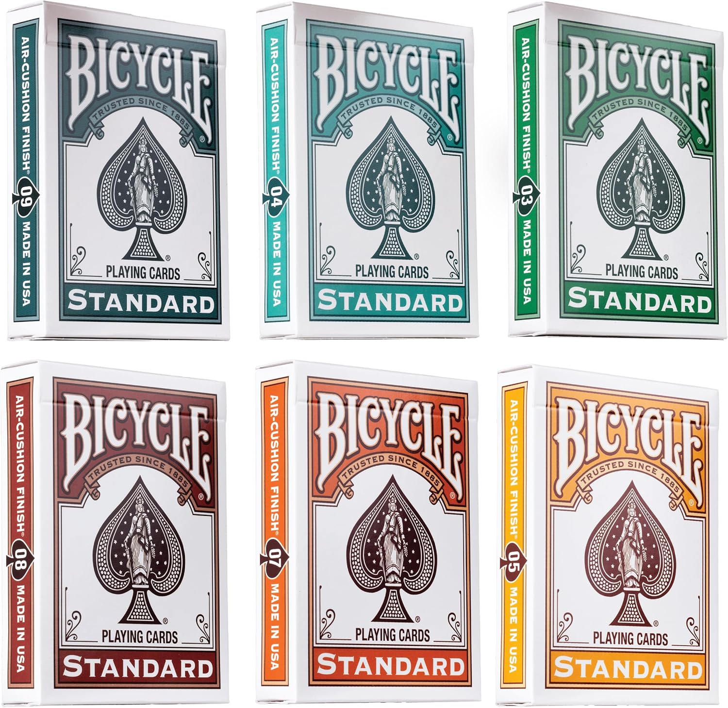 Bicycle Playing Cards 6 Deck Color Series Bundle. Collector's Bundle Including 6 Rider Back Decks in Fairway, Turquoise, Sunshine, Pumpkin, Cinnamon and Wintergreen.