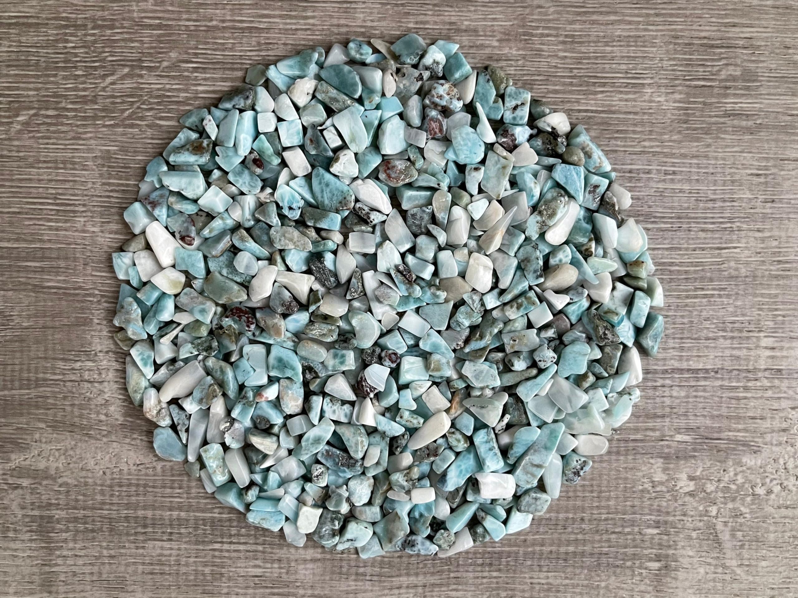 2 oz Lot Natural Semi Tumbled Larimar Gemstone Chips, Larimar Crushed Mini Crystals, Undrilled Crystal Chips (Larimar)