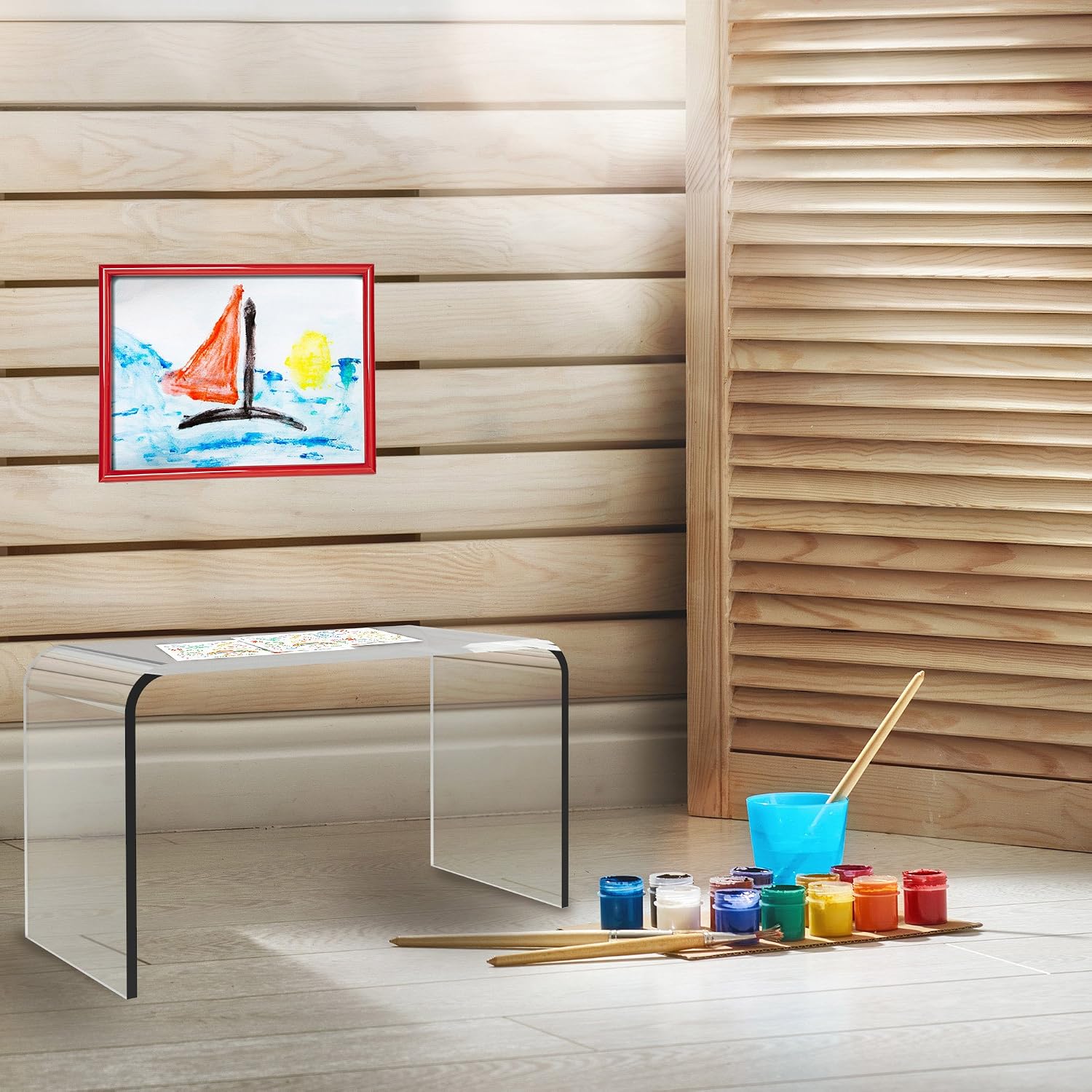 Lavish Home Clear Acrylic Side Multipurpose Use as a Lap Desk, Coffee, End Table, 12" D x 14" W x 24" H