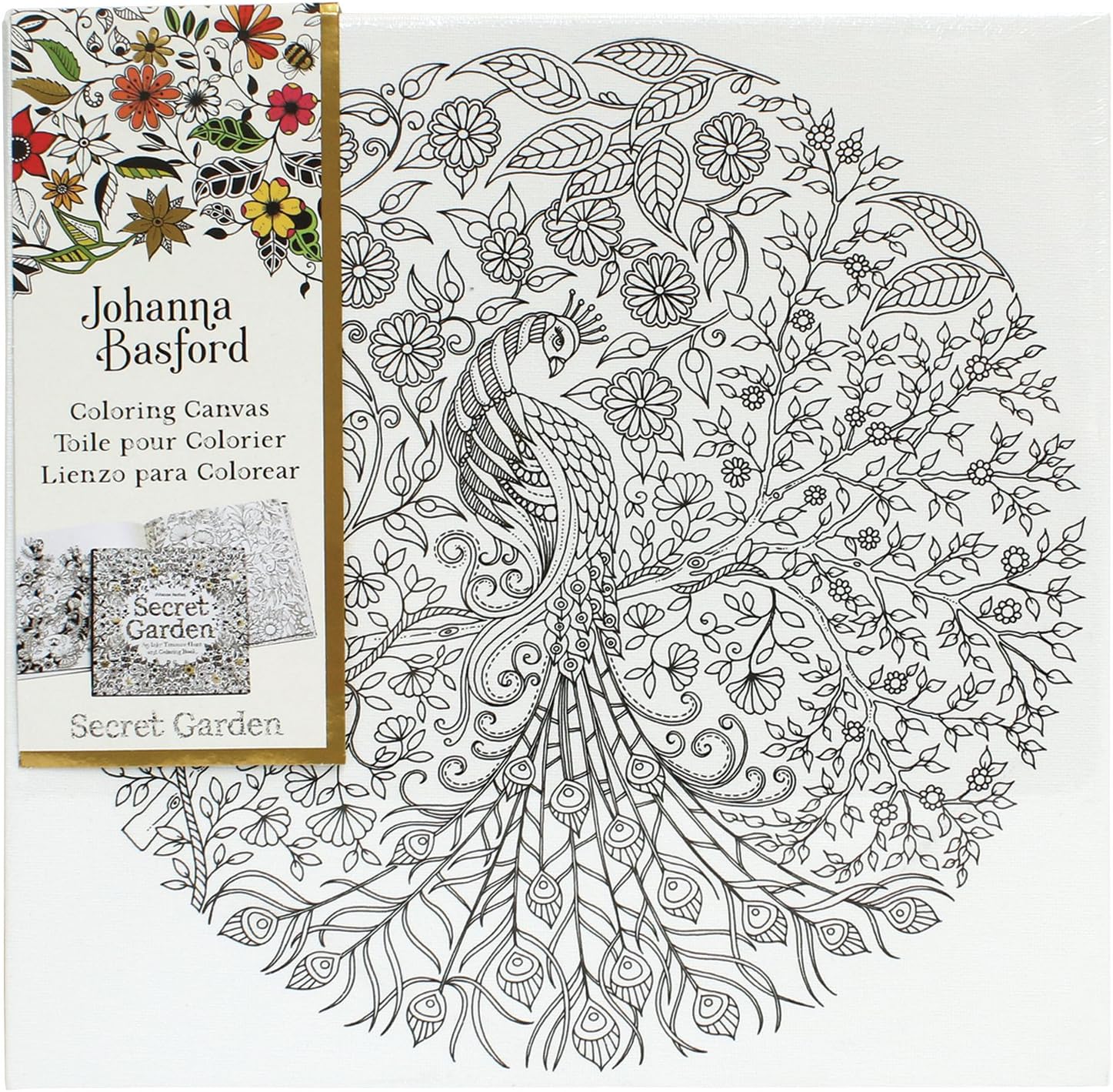 Art Alternatives Johanna Basford Secret Garden Coloring Canvas-Peacock