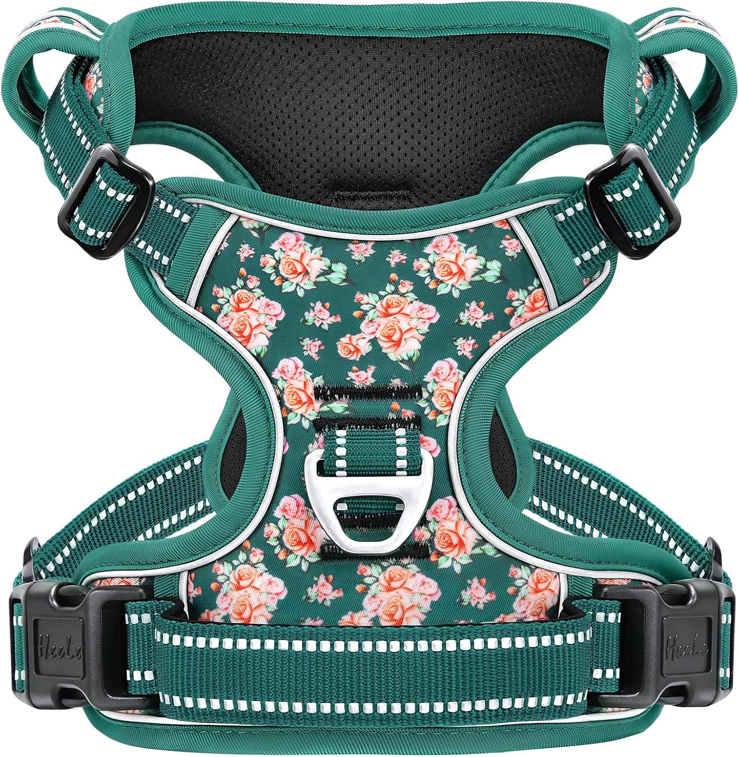 HEELE Dog Harness, Reflective, No Pull No Choke, Flower Grass Green, S