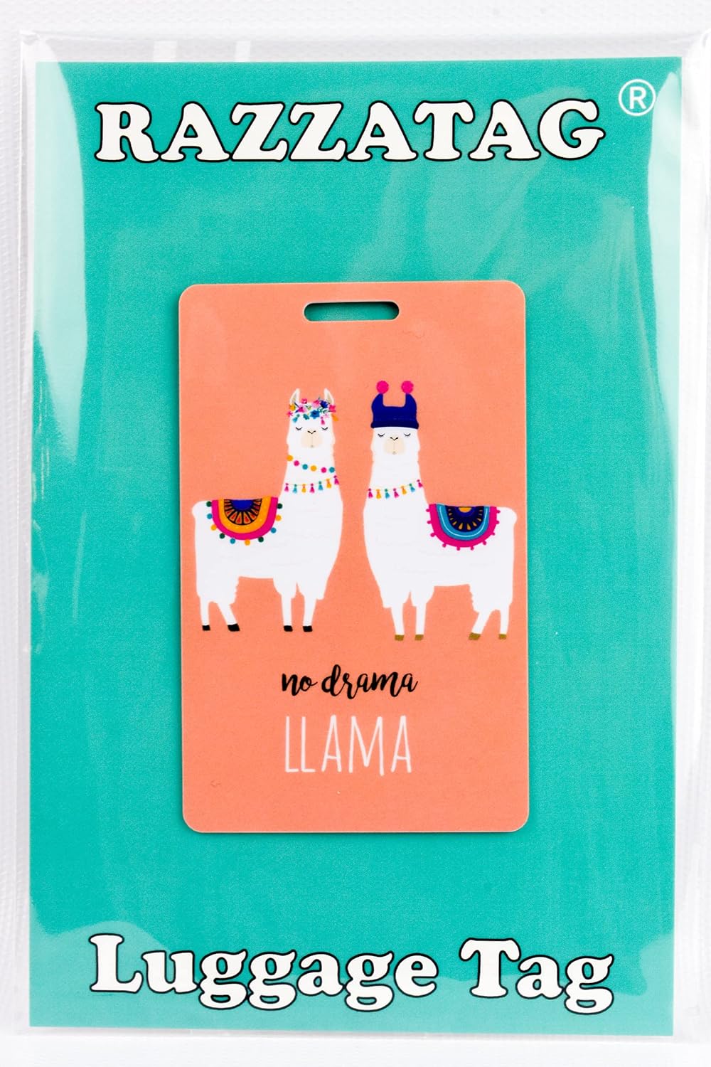 Razzatag Luggage Tag- Fun Baggage Labels - 3.3 x 2 Inches- Plastic Luggage Identifiers with Strap, Waterproof - Cute Airplane Suitcase Travel Accessories for Men, Women and Children (No Drama Llama) : Clothing, Shoes & Jewelry