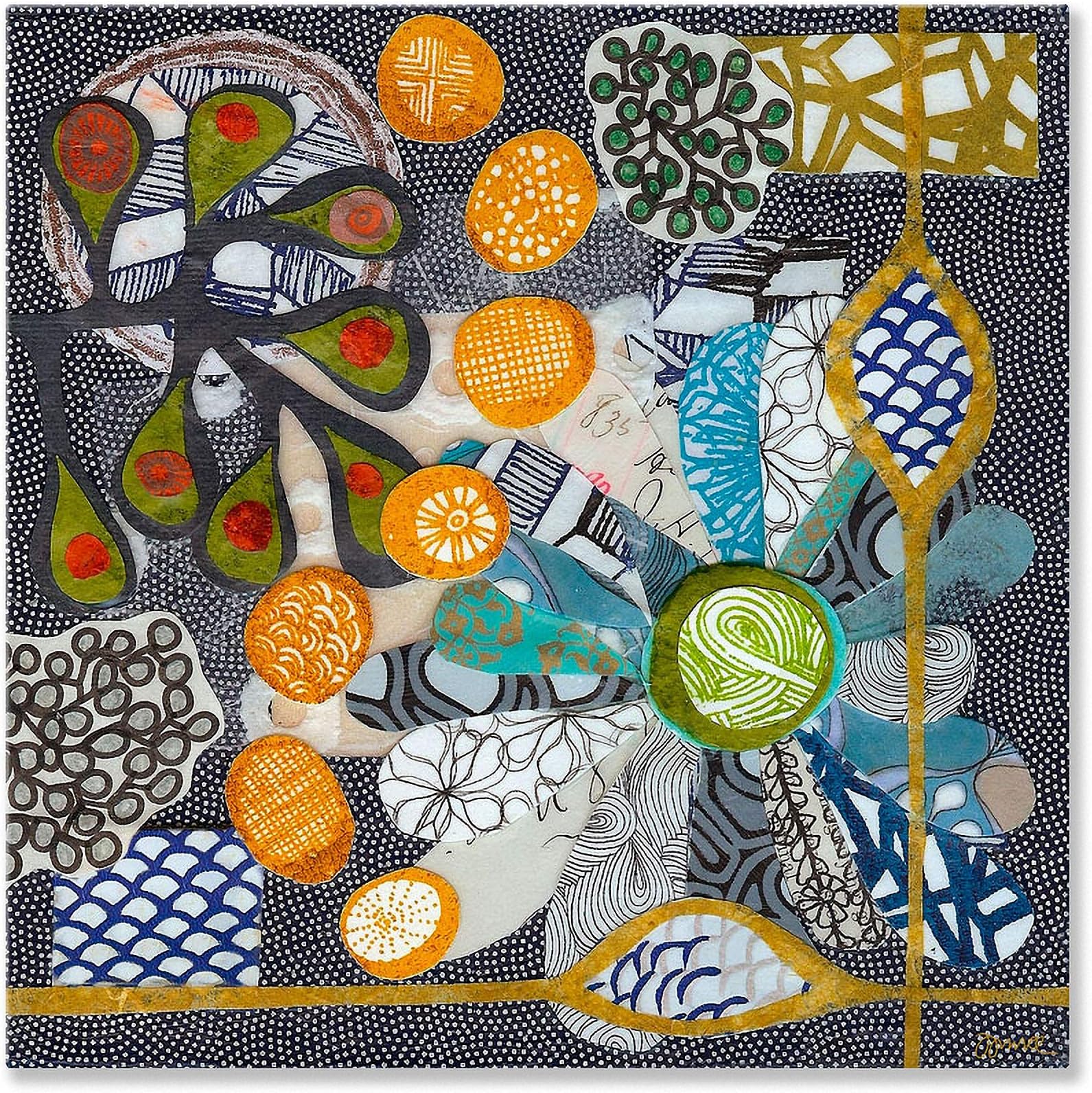 GreenBox Art + Culture Blue Garden Stretched Canvas Art by Jennifer Judd McGee, 24 by 24-Inch