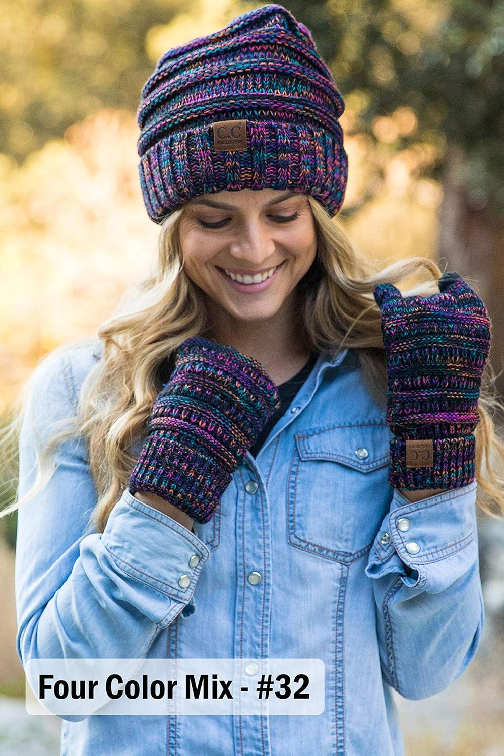 Funky Junque Winter Hat and Gloves for Women – Oversized Winter Hat & Gloves, Cozy Knit Slouchy Beanie Set for Cold Weather - Image 7