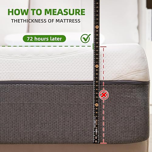 Miniatura 8 de BDEUS Colchón de espuma viscoelástica de gel tamaño King de 6 pulgadas para enfriar, aliviar la presión del sueño, colchones de cama de firmeza