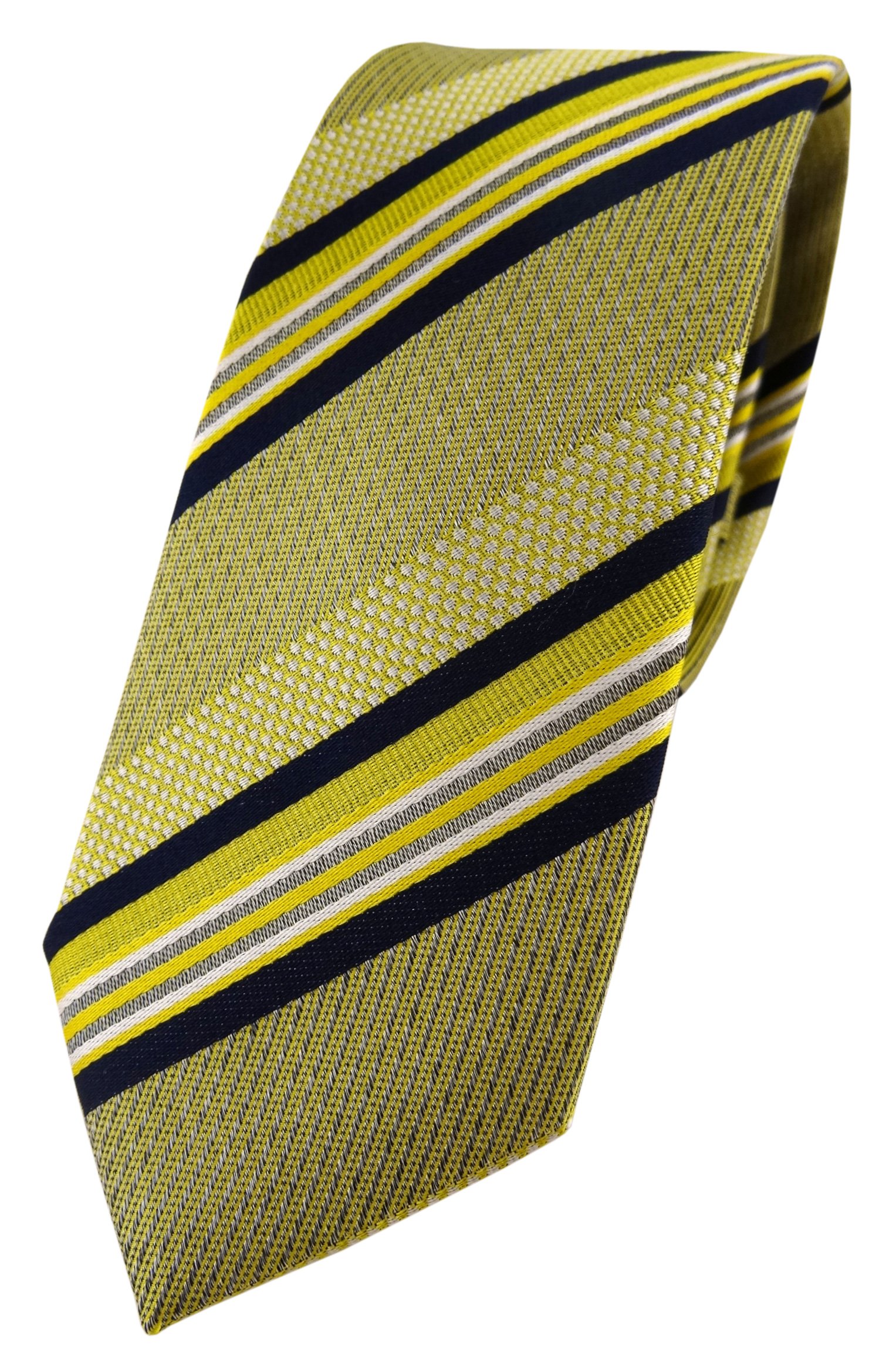 TigerTie Men's Striped Tie Set Yellow gelb schwarz silber weiss One size