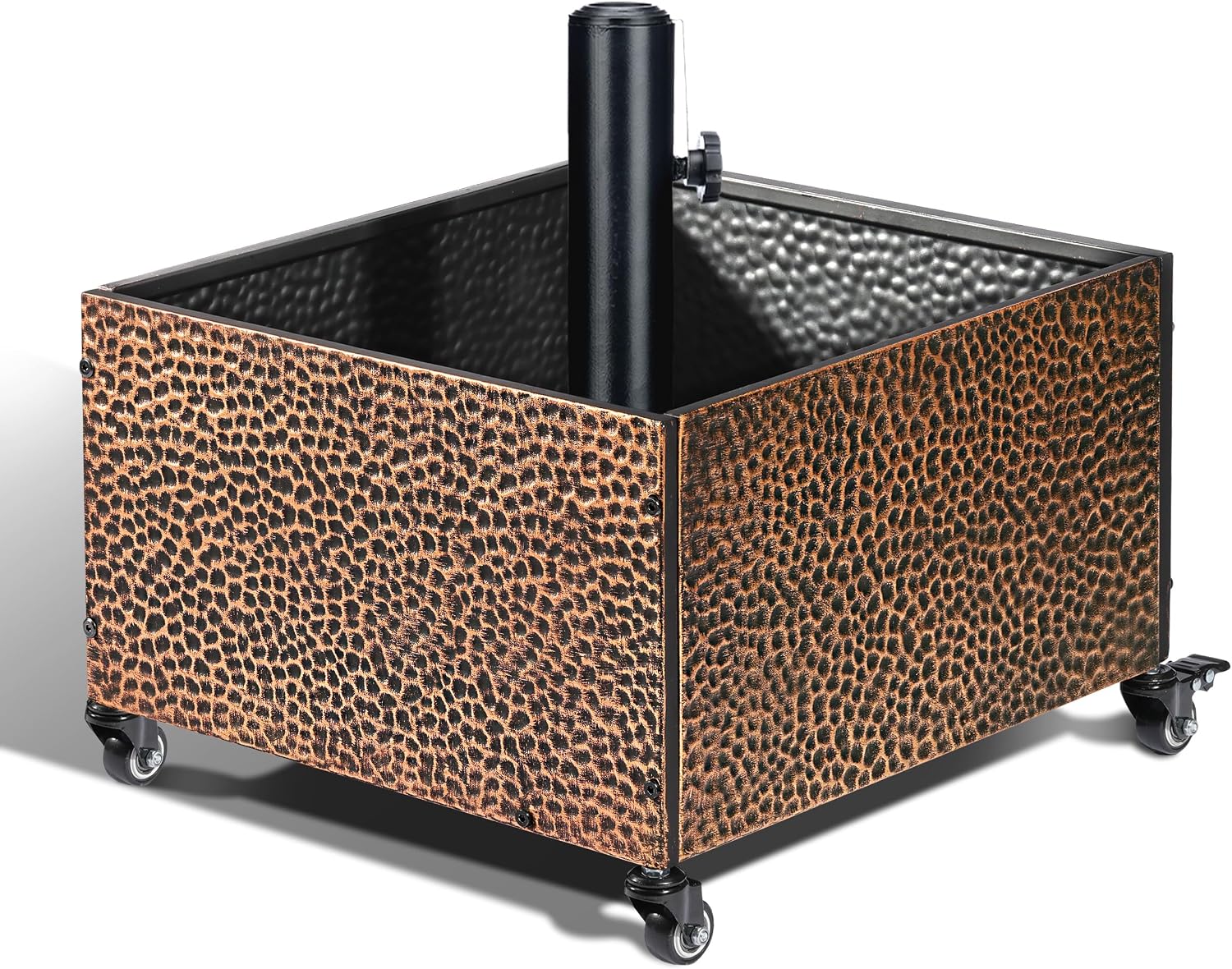 SUNNYPARK Heavy-Duty Metal Umbrella Base Stand with Wheels, 150lb Capacity Portable Fillable Planter for Patio, Outdoor, Garden, Poolside, Yard & Lawn