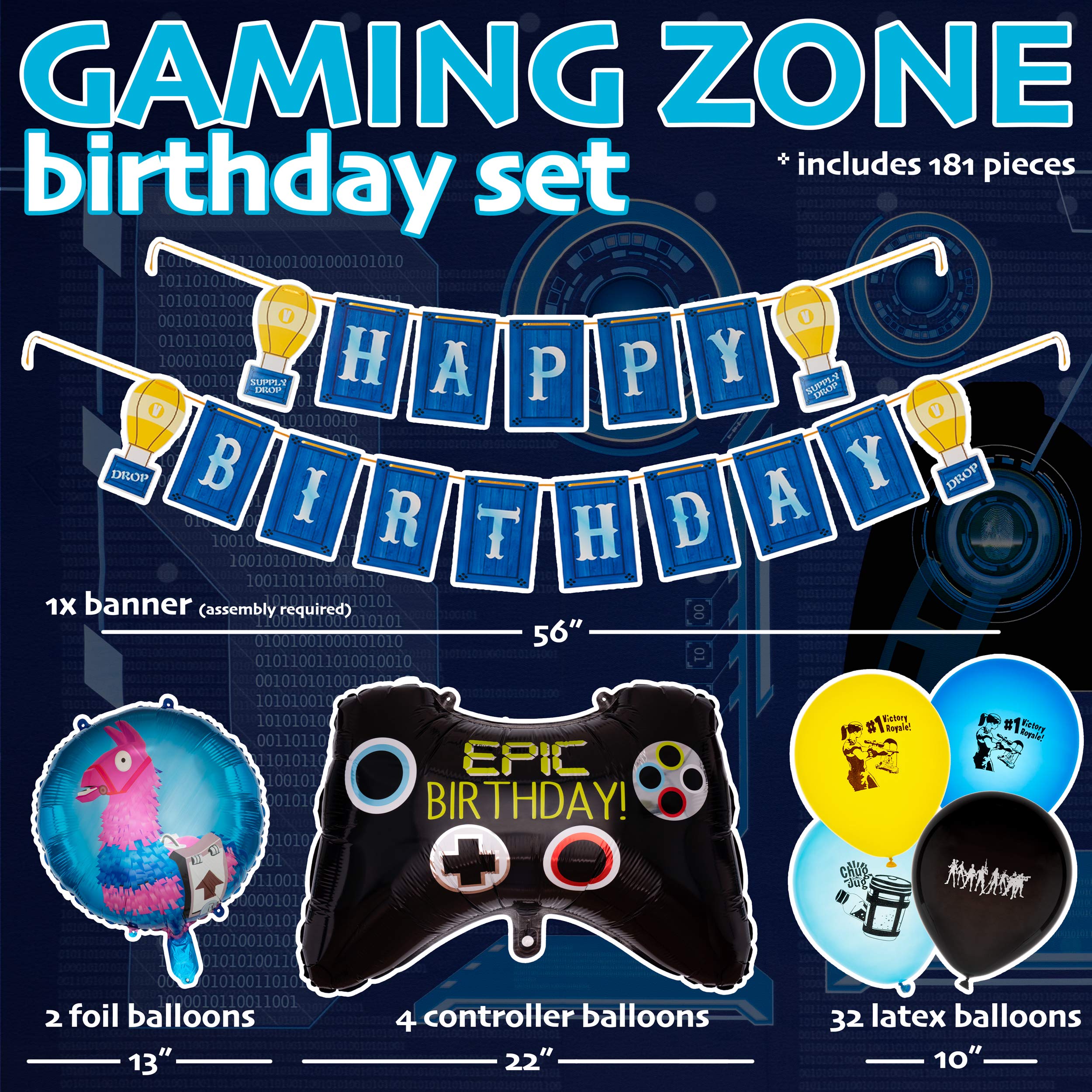 Video Game Party Supplies Kit By Momma Sharks Complete Party Kit for Birthday Gaming