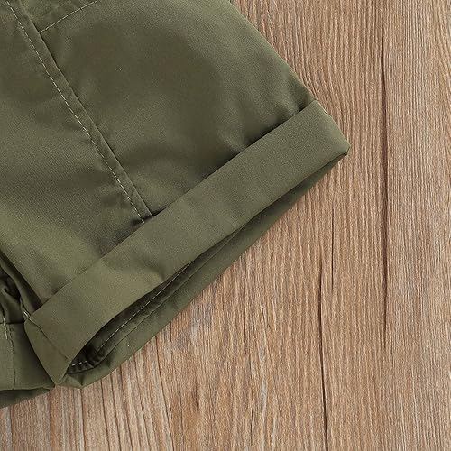 Miniatura 5 de Adobabirl Conjunto de ropa de verano para niña pequeña, sin mangas, con cuello halter acanalado y pantalones cortos, ropa de moda para niños con