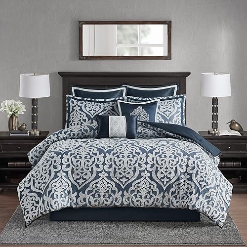 Madison Park Odette Cozy Comforter Set Jacquard Damask Medallion Design