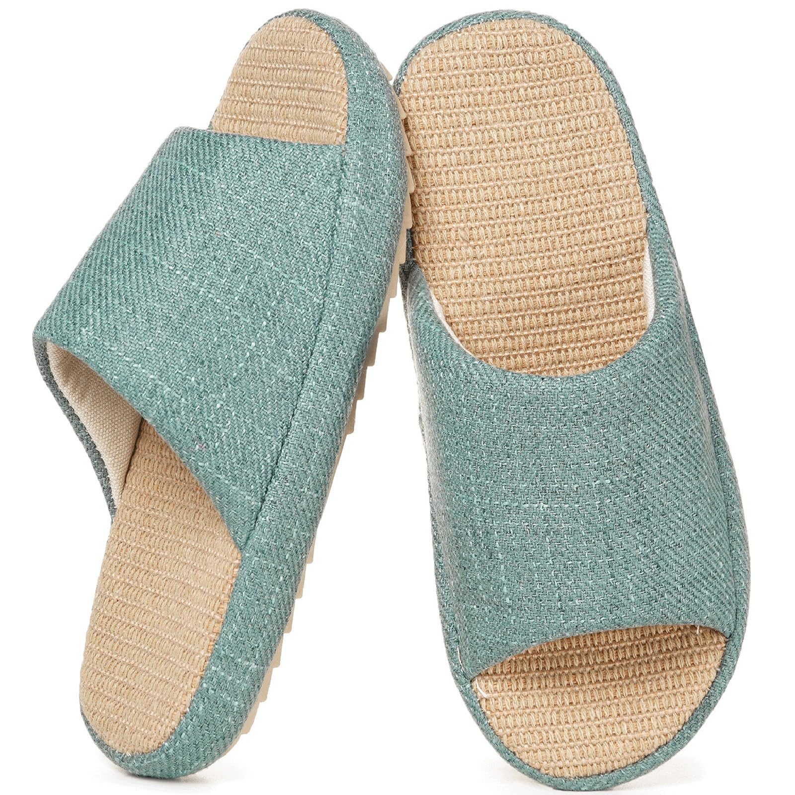 Eagsouni Leinen Hausschuhe Damen Bequem Pantoffeln Memory Foam Haus Schlafzimmer Cozy Flache Slide Slippers