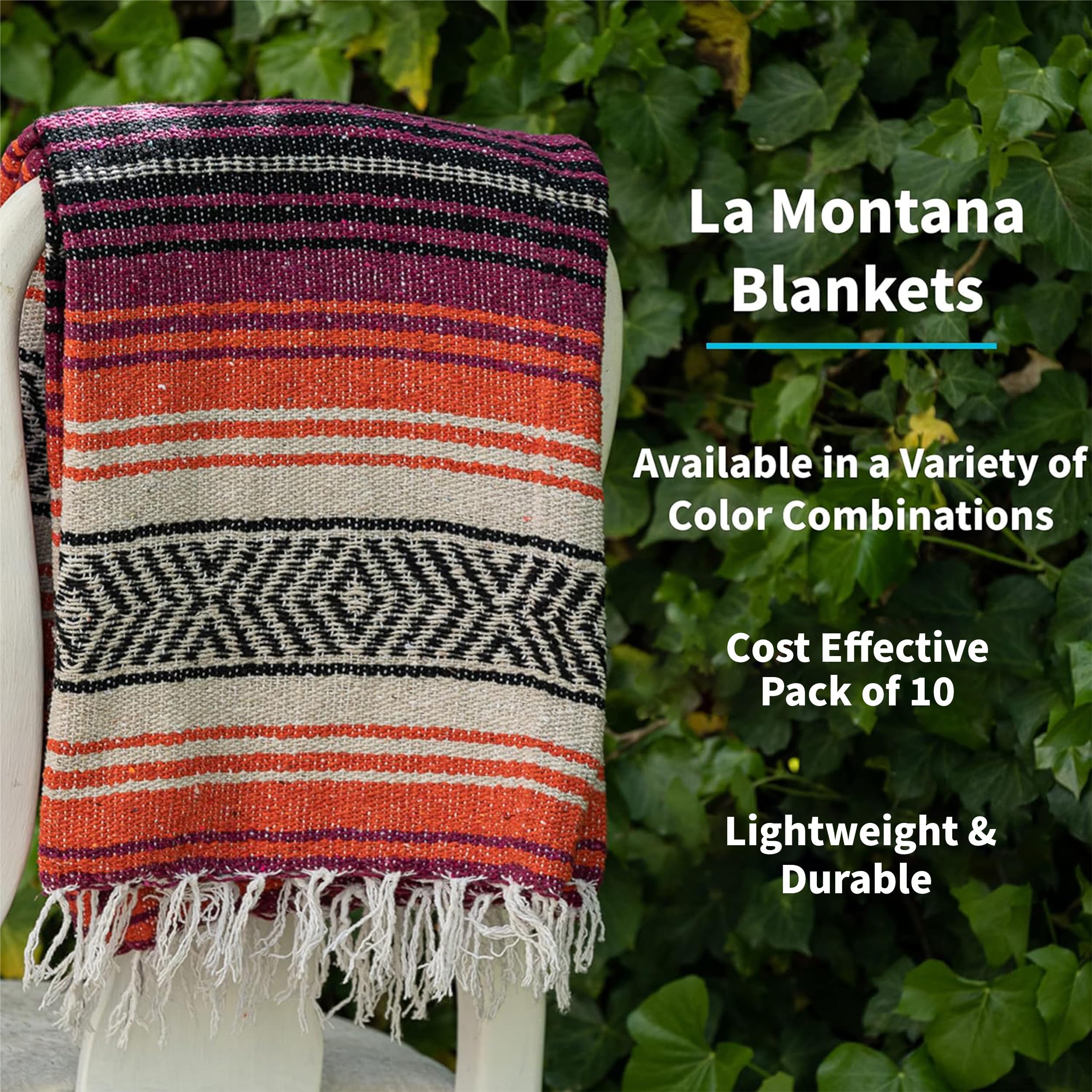 Amazon.com: La Montana Bulk Falsa Mexican Blanket, 10 Pack