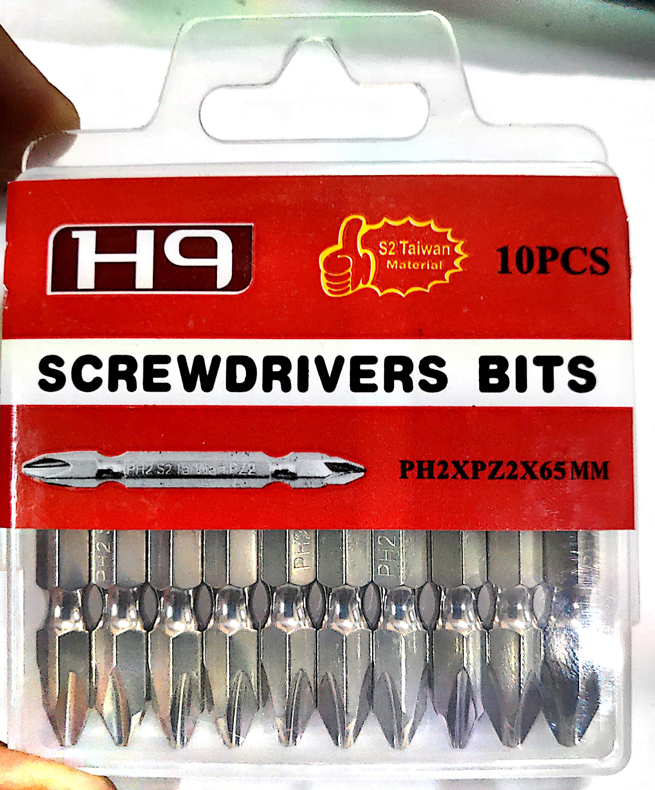 H9 Double Ended Magnetic Screwdriver Bits | PZ2–PH2 65mm | Chrome Finish S2 Taiwan Steel | 1/4 Hex Shank Drill & Impact Driver Bits (10 Pcs Set)