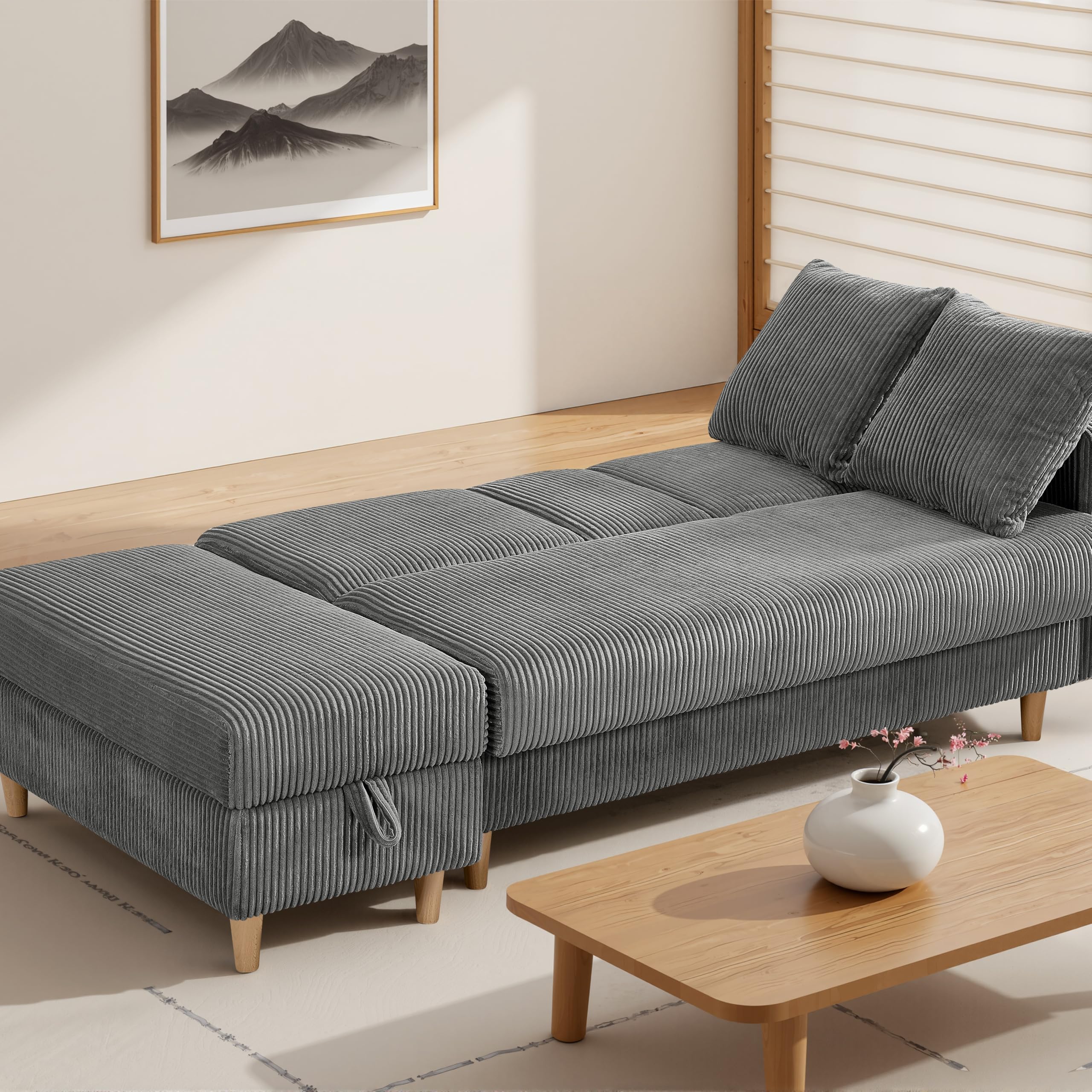 Amazon｜ソファ ソファーベッド 3人掛け カウチソファ オットマン付き 