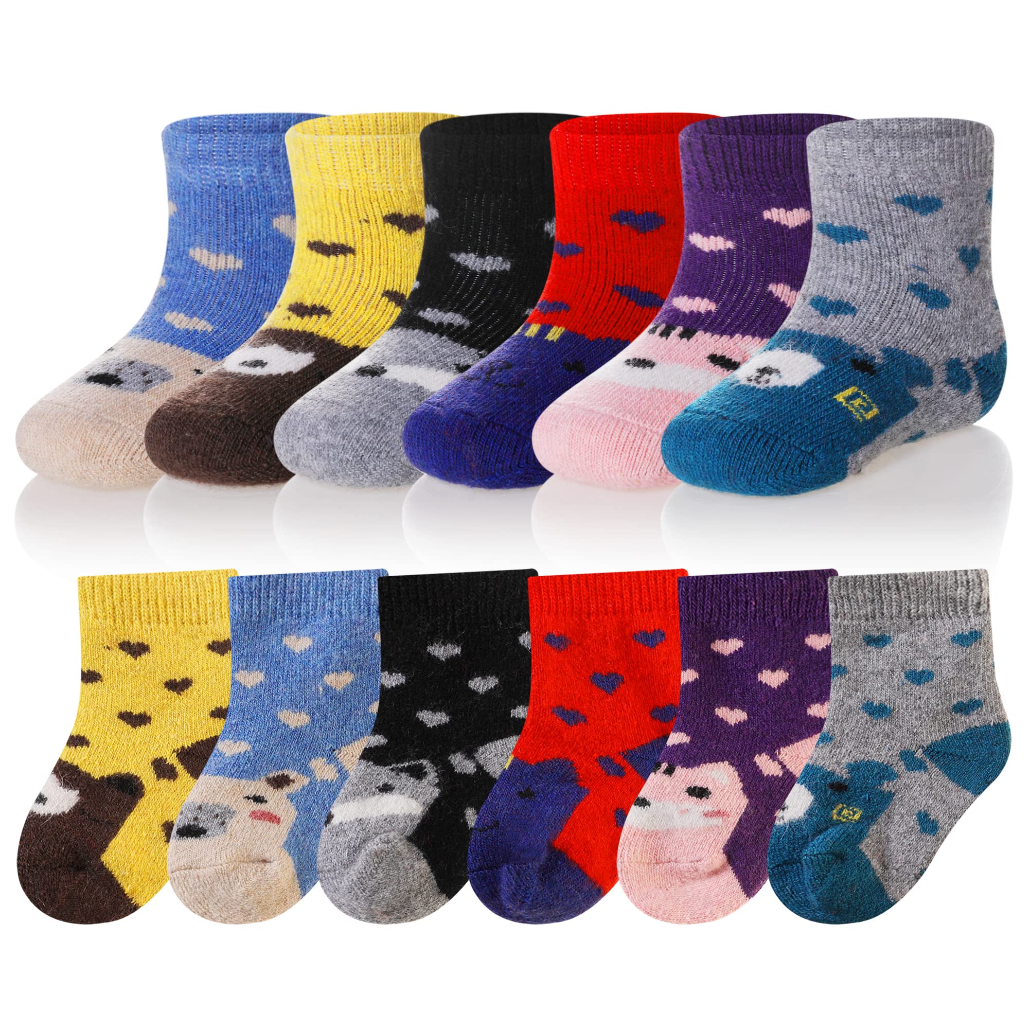 Eocom Baby Toddler Kids Wool Socks, Girls Boys Winter Warm Crew Socks