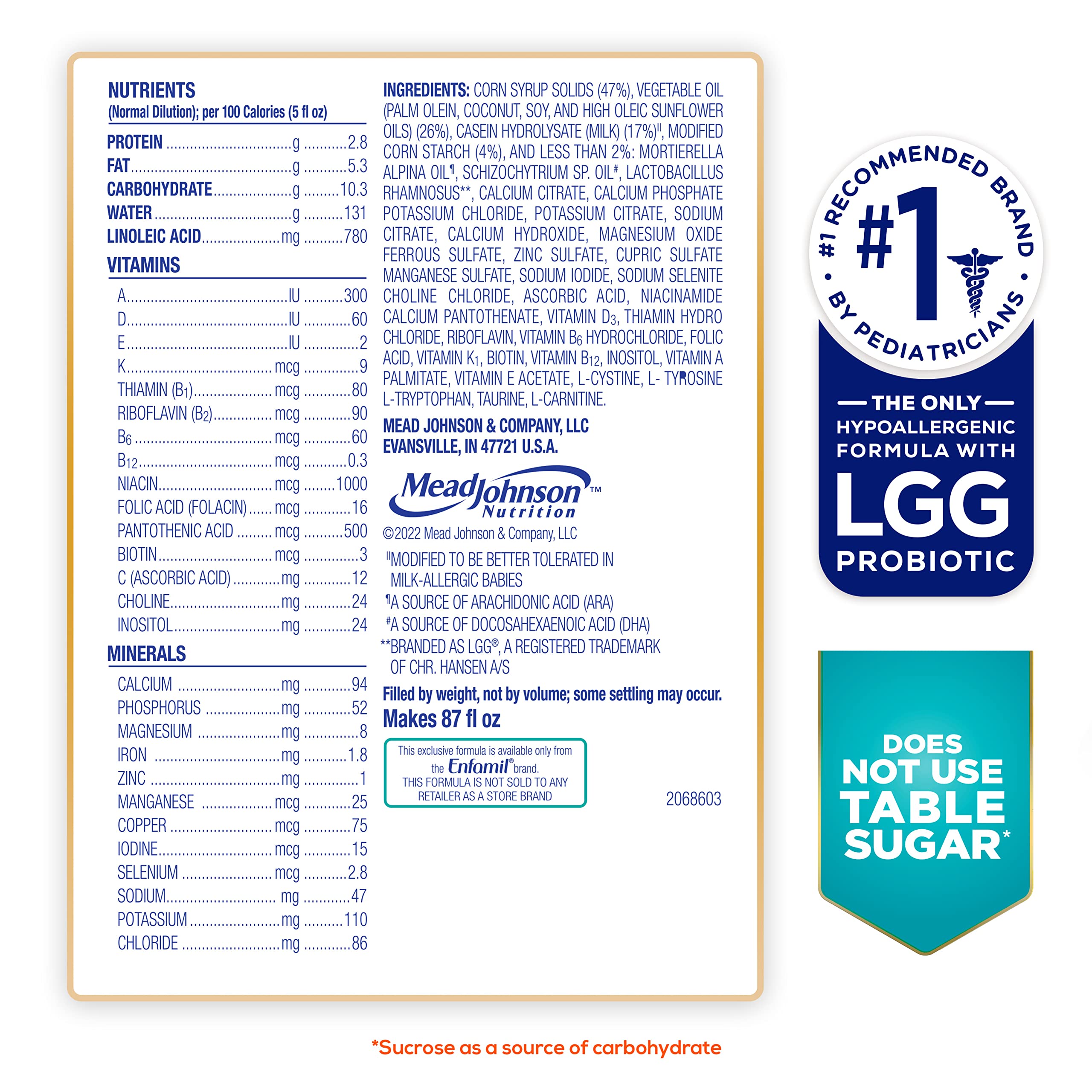 Enfamil Nutramigen Infant Formula, Hypoallergenic And