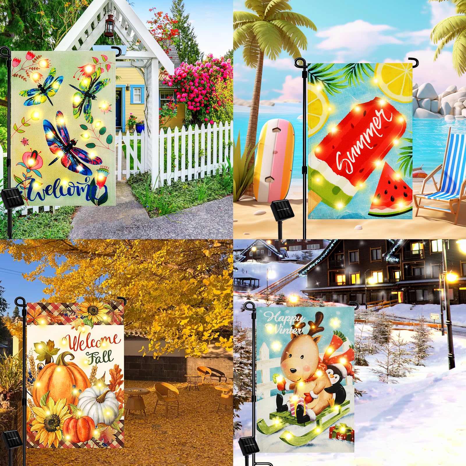 12-Pack Seasonal Garden Flags - 12x18 Inch Double Sided Burlap, Holiday & Yard Decor For Year Round