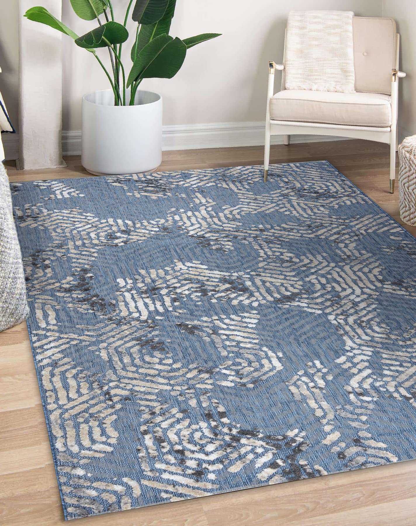 Tapis de haute qualité tissé à plat rugsx Sole Hexagones, finition haut de gamme 80x150