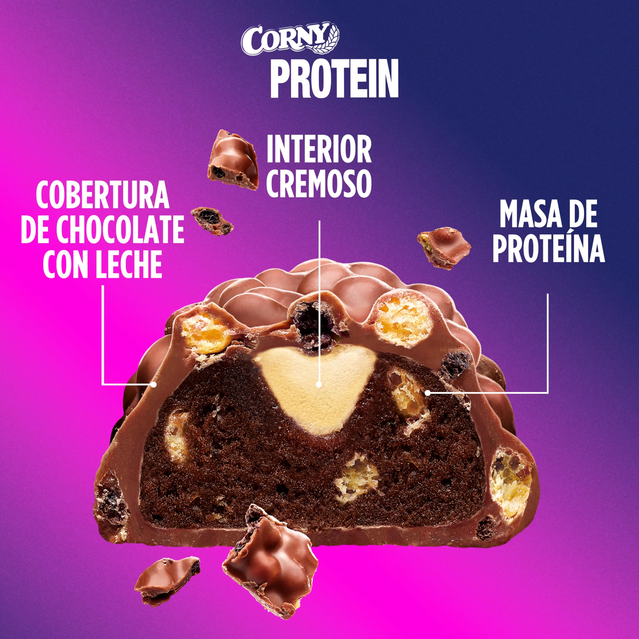 Corny Protein Barritas Chocolate con Leche y Plátano, 12x45 g | con Colágeno, Sin Azúcares Añadidos, Ayuda a la Recuperación Muscular, Snack Fitness para Deporte y Gimnasio
