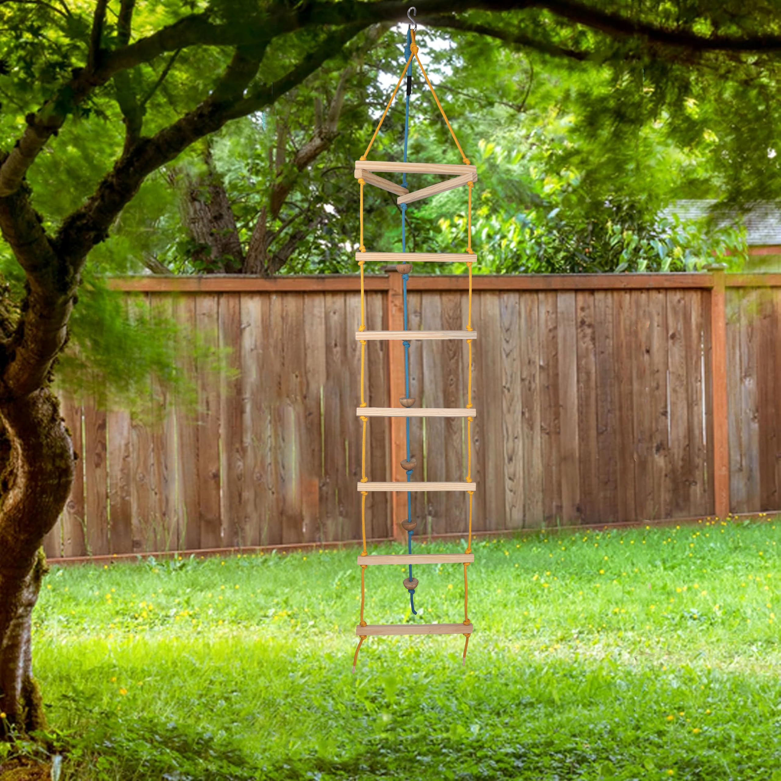 BOFFLE Rope Ladder for Kids | Climbing Stairs for Kids | Wooden Scales for Kids for Physical Activity | Indoor Outdoor Games for Kids for 3 to 10 Years 4